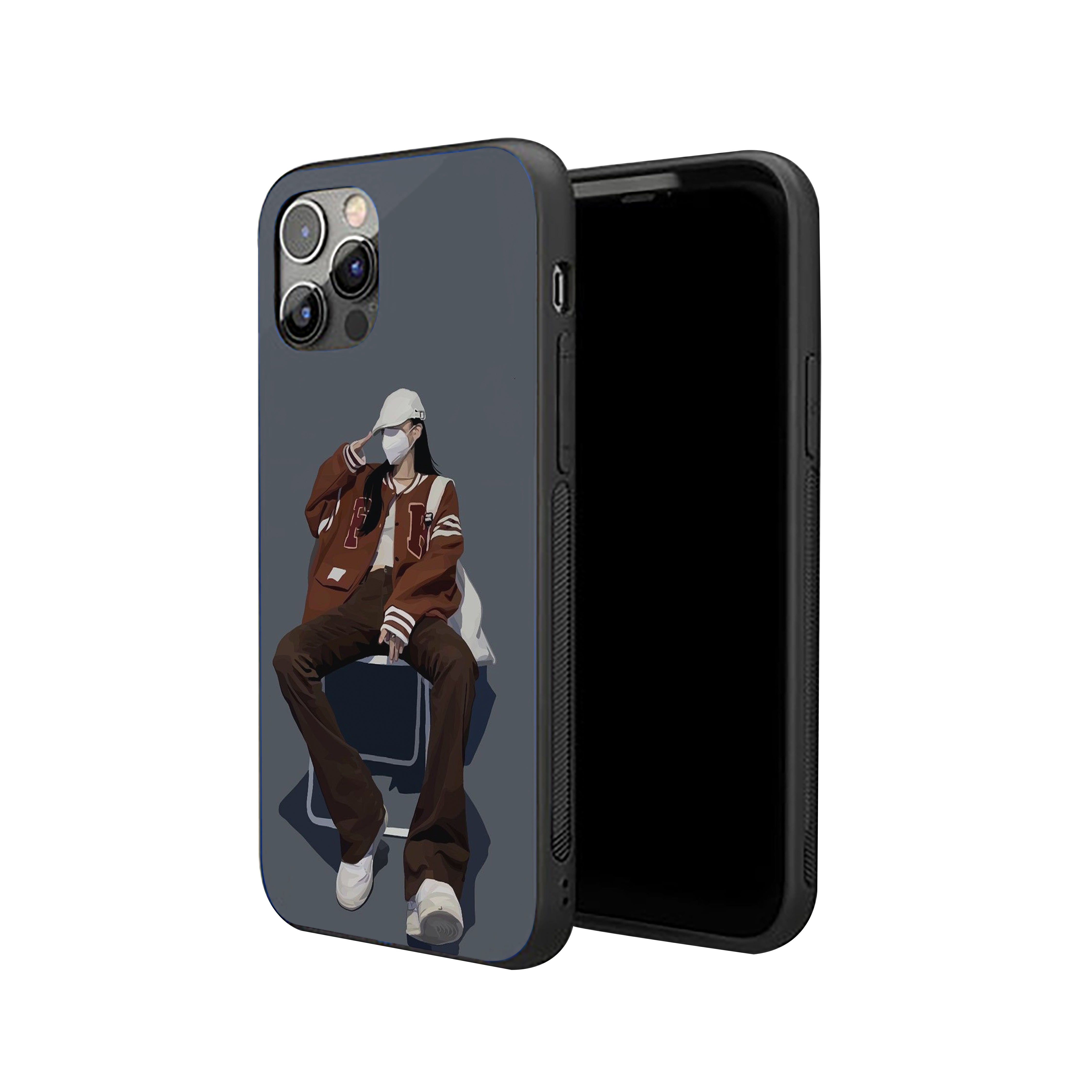 Girl With Mask Silicone Armored Phone Case