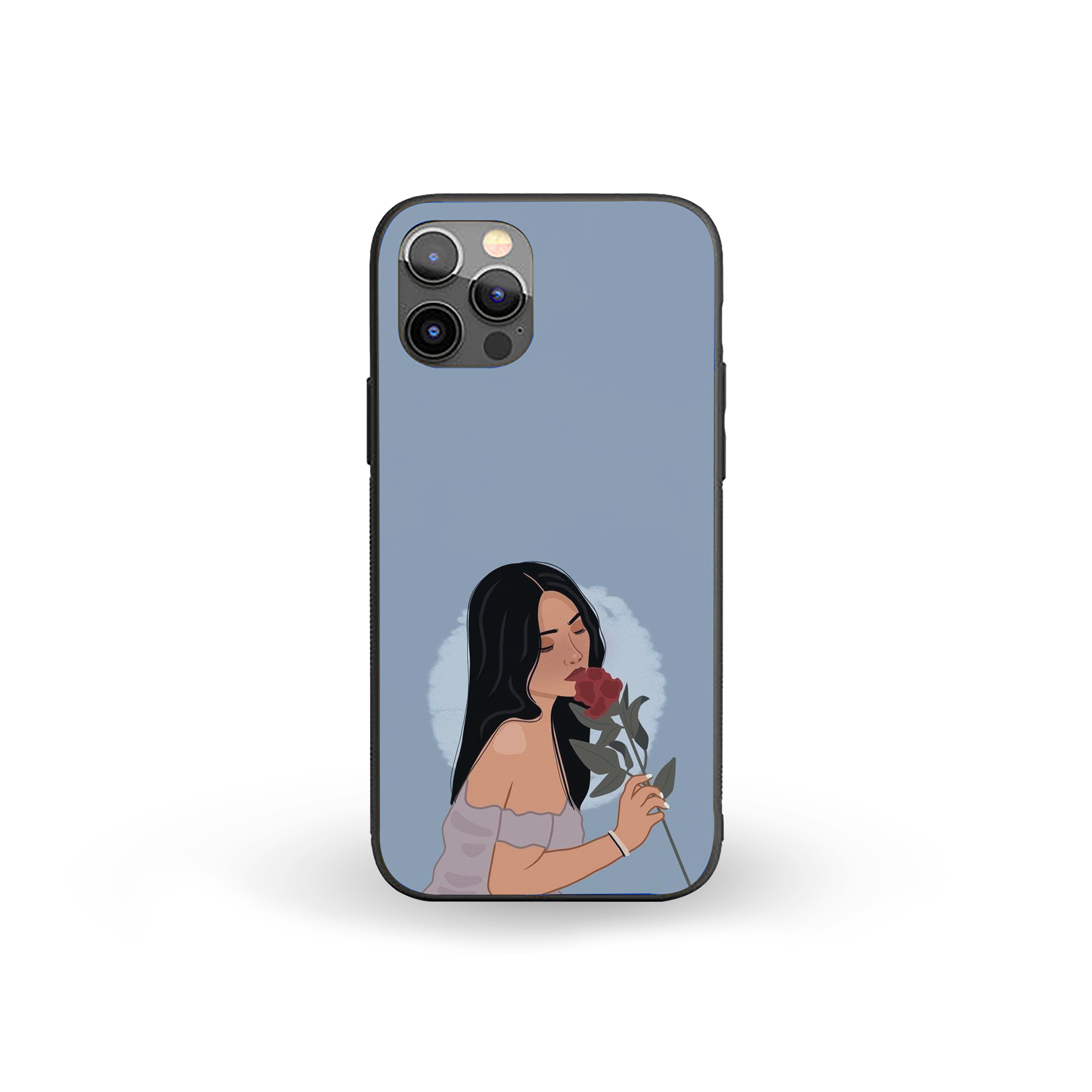 Girl With A Red Rose Silicone Armored Phone Case