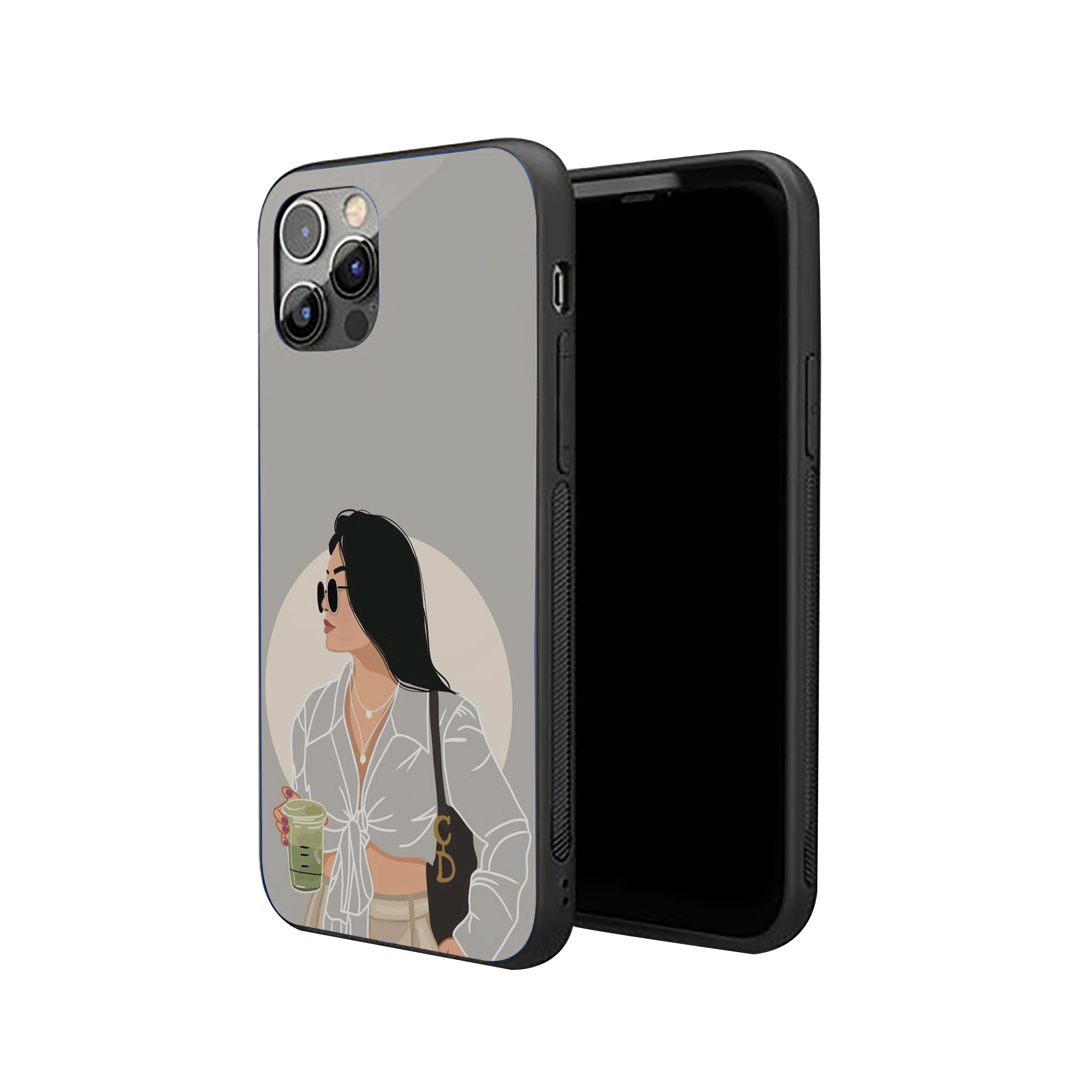 Girl With Black Sunglasses Silicone Armored Phone Case