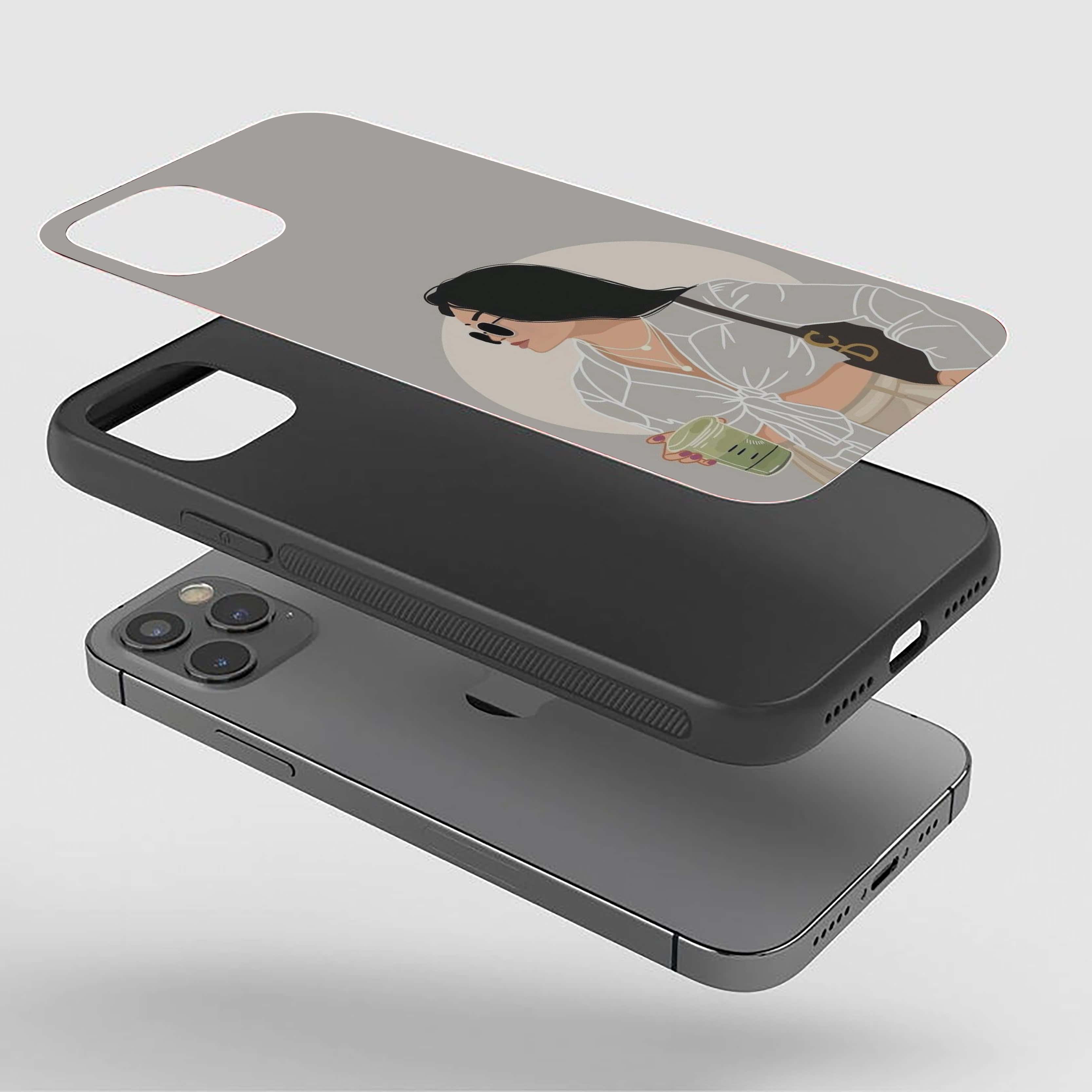 Girl With Black Sunglasses Silicone Armored Phone Case