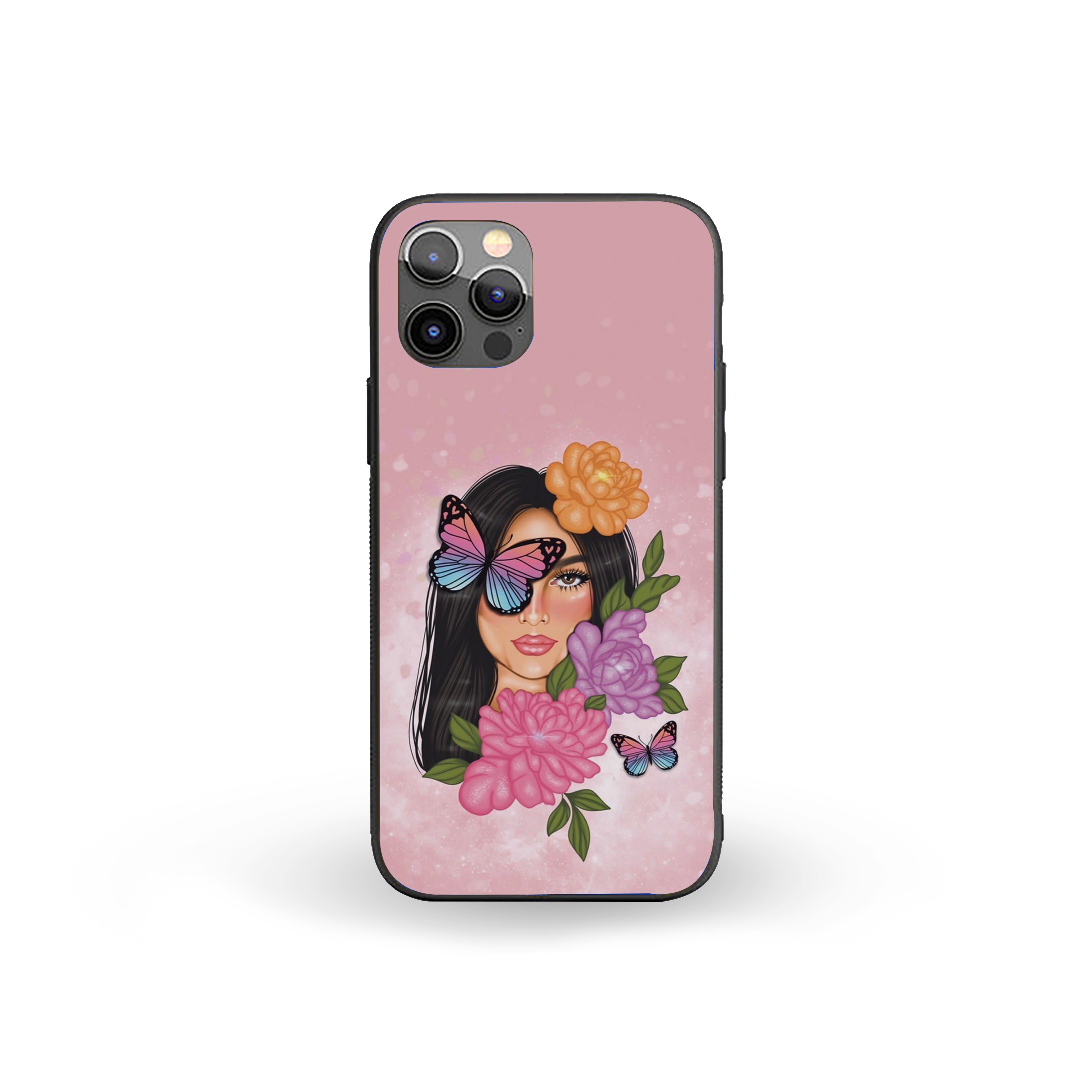 Butturfly Girl With yellow Pink Flowers Girls Silicone Armored Phone Case