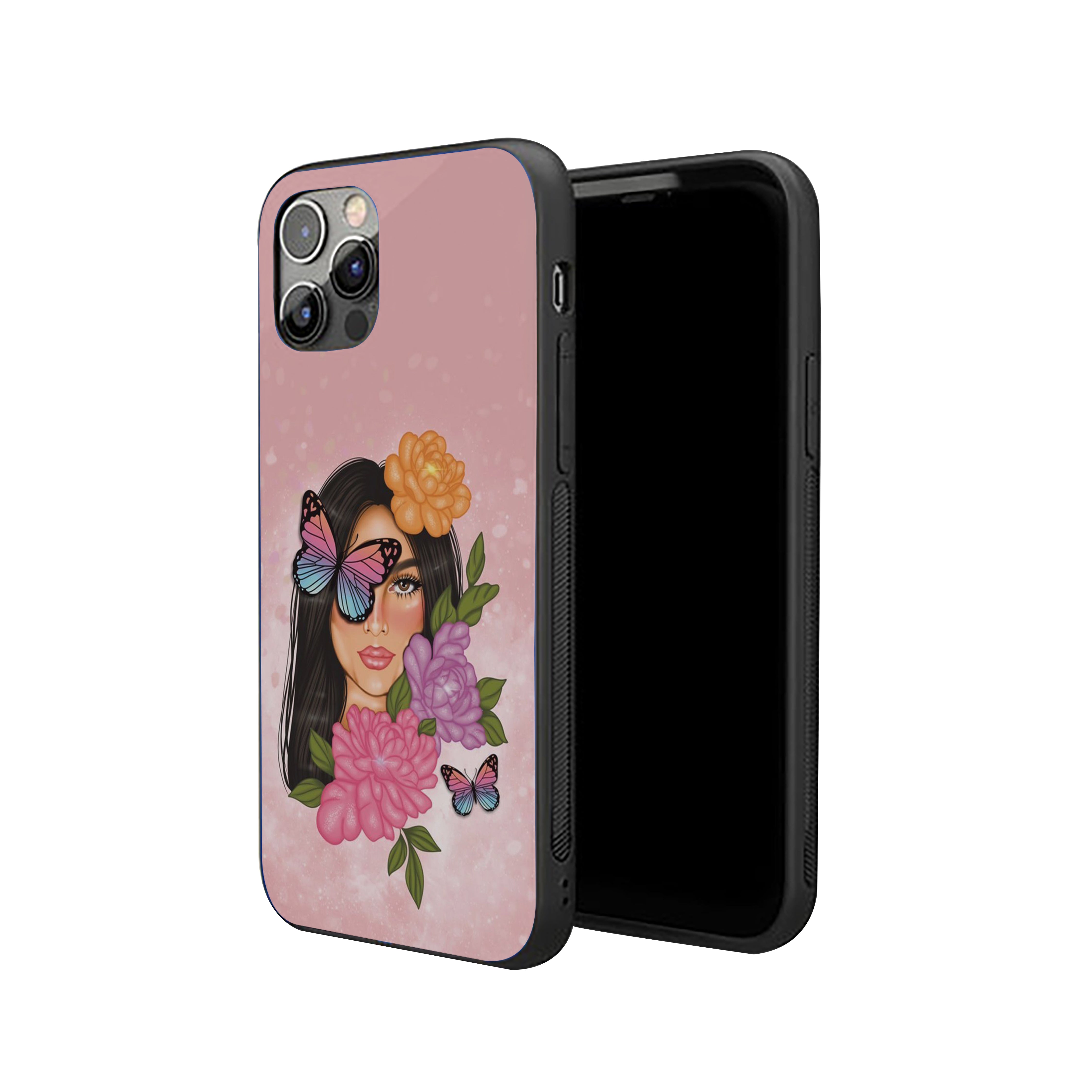 Butturfly Girl With yellow Pink Flowers Girls Silicone Armored Phone Case