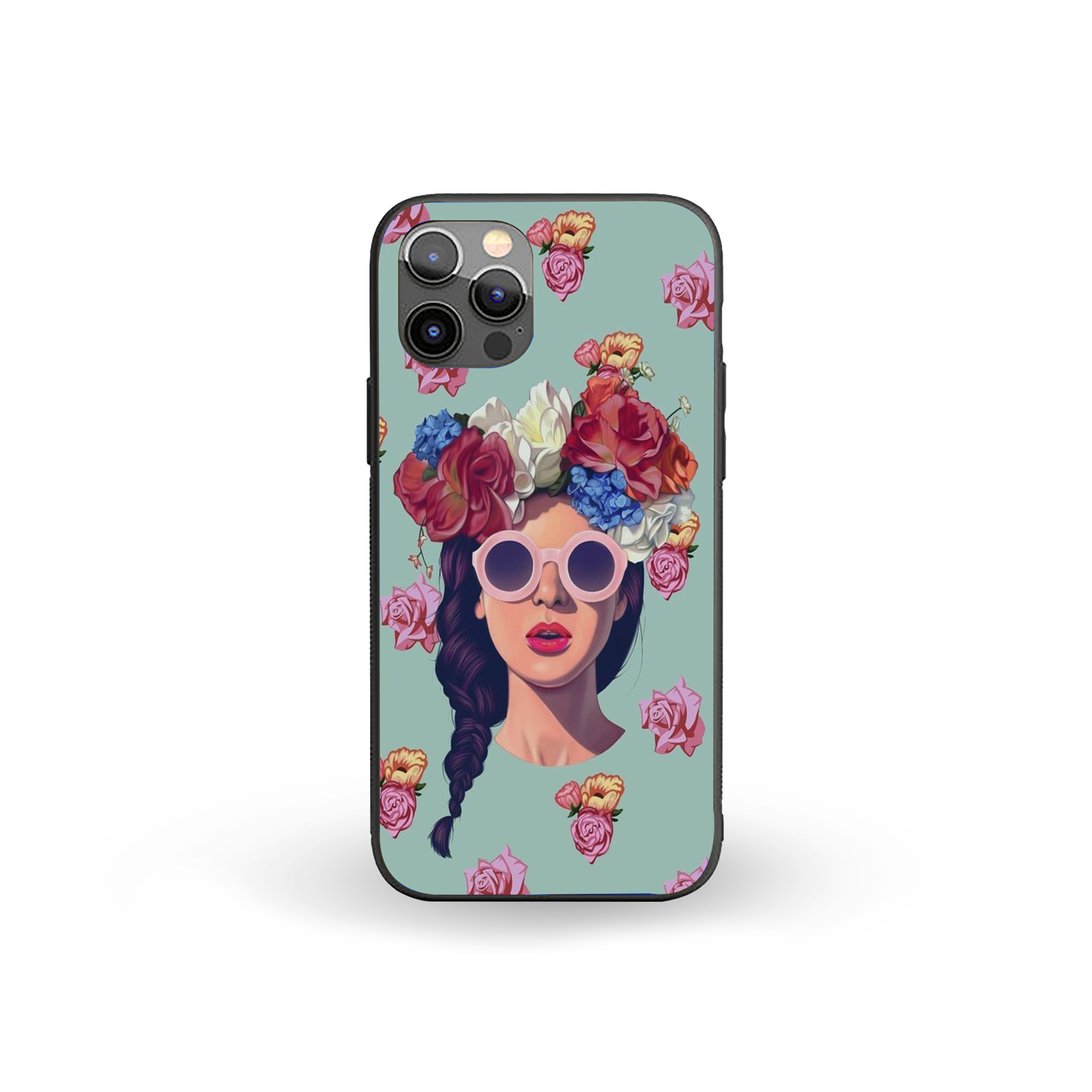 Modern Girl With Floweral Hair Style Girls Silicone Armored Phone Case