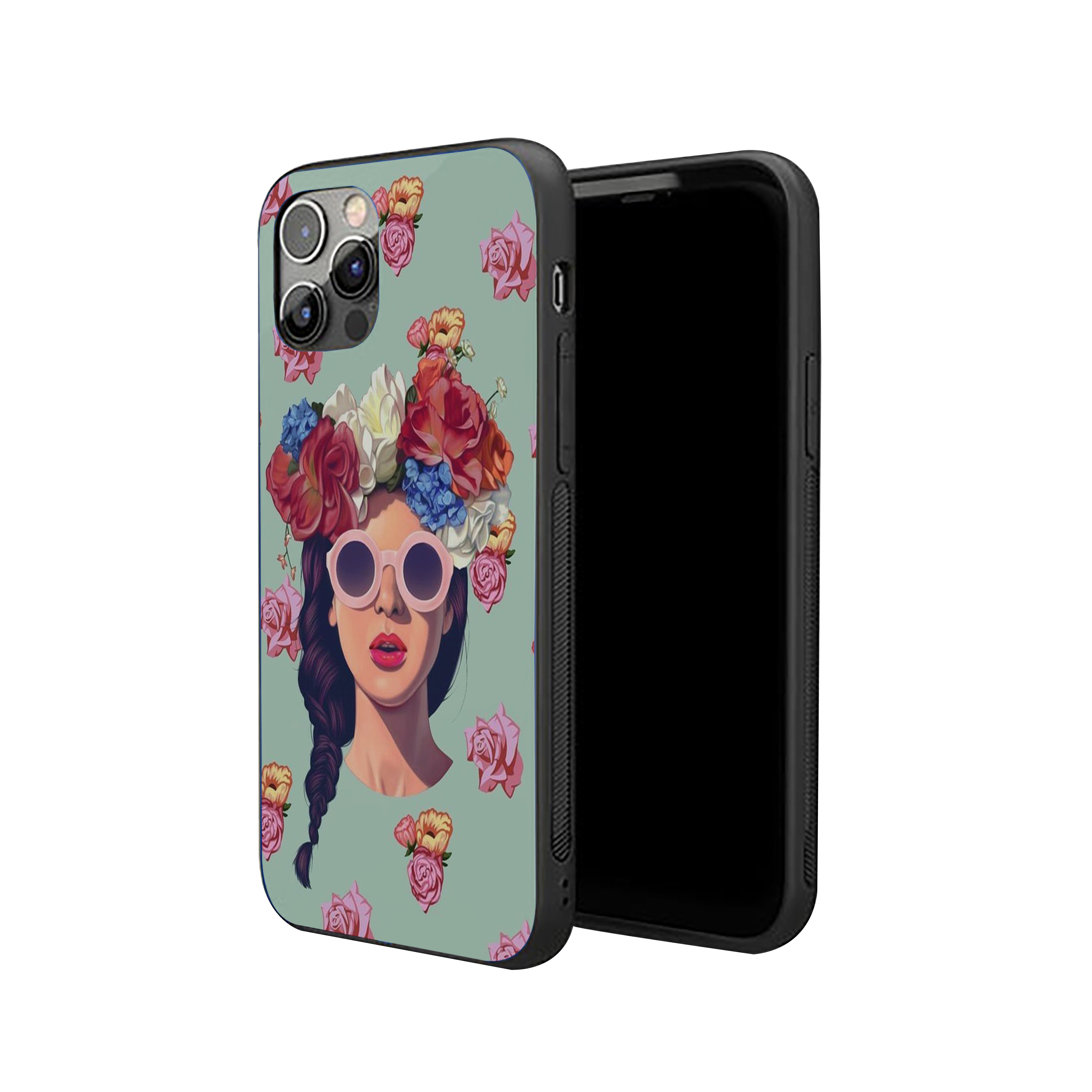 Modern Girl With Floweral Hair Style Girls Silicone Armored Phone Case