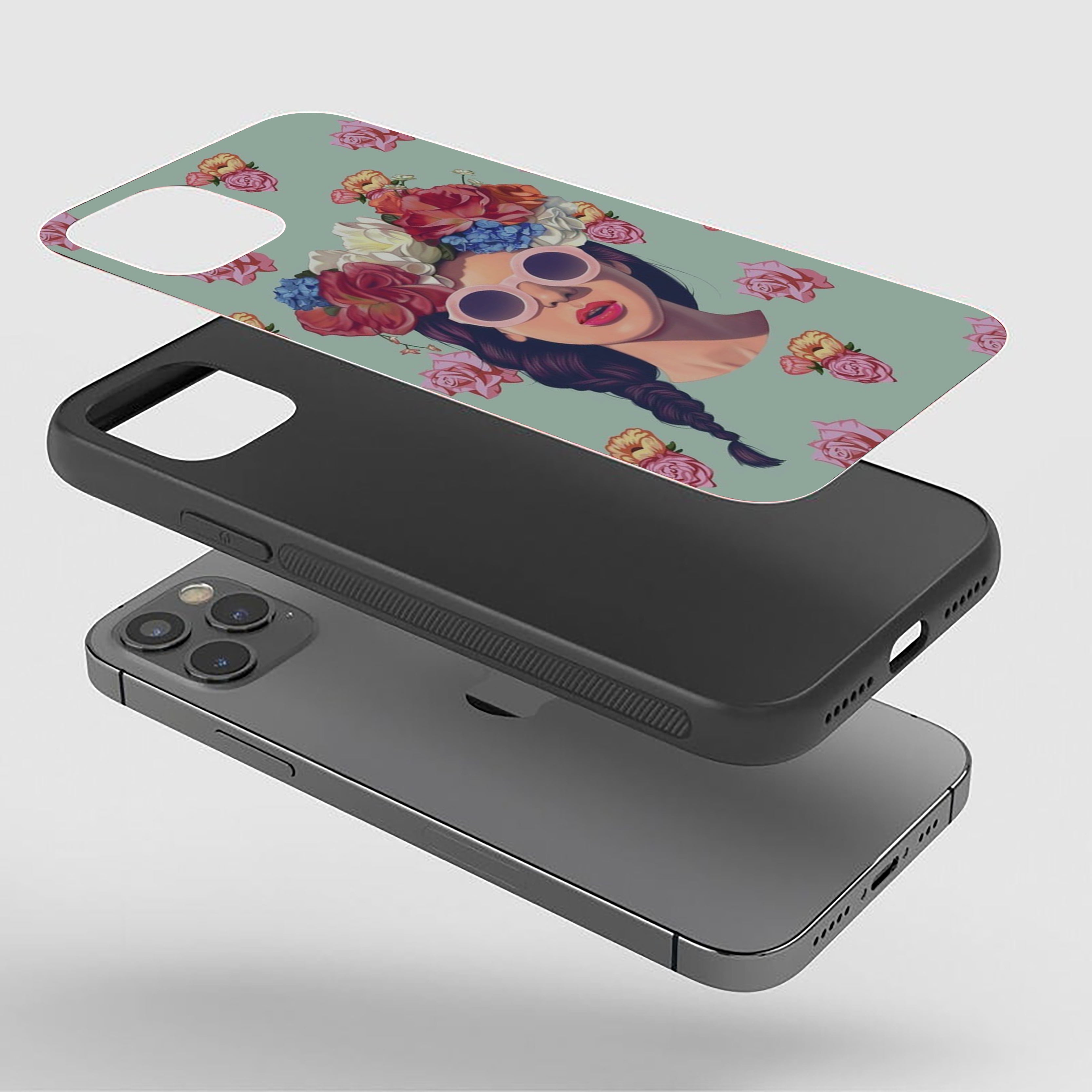 Modern Girl With Floweral Hair Style Girls Silicone Armored Phone Case