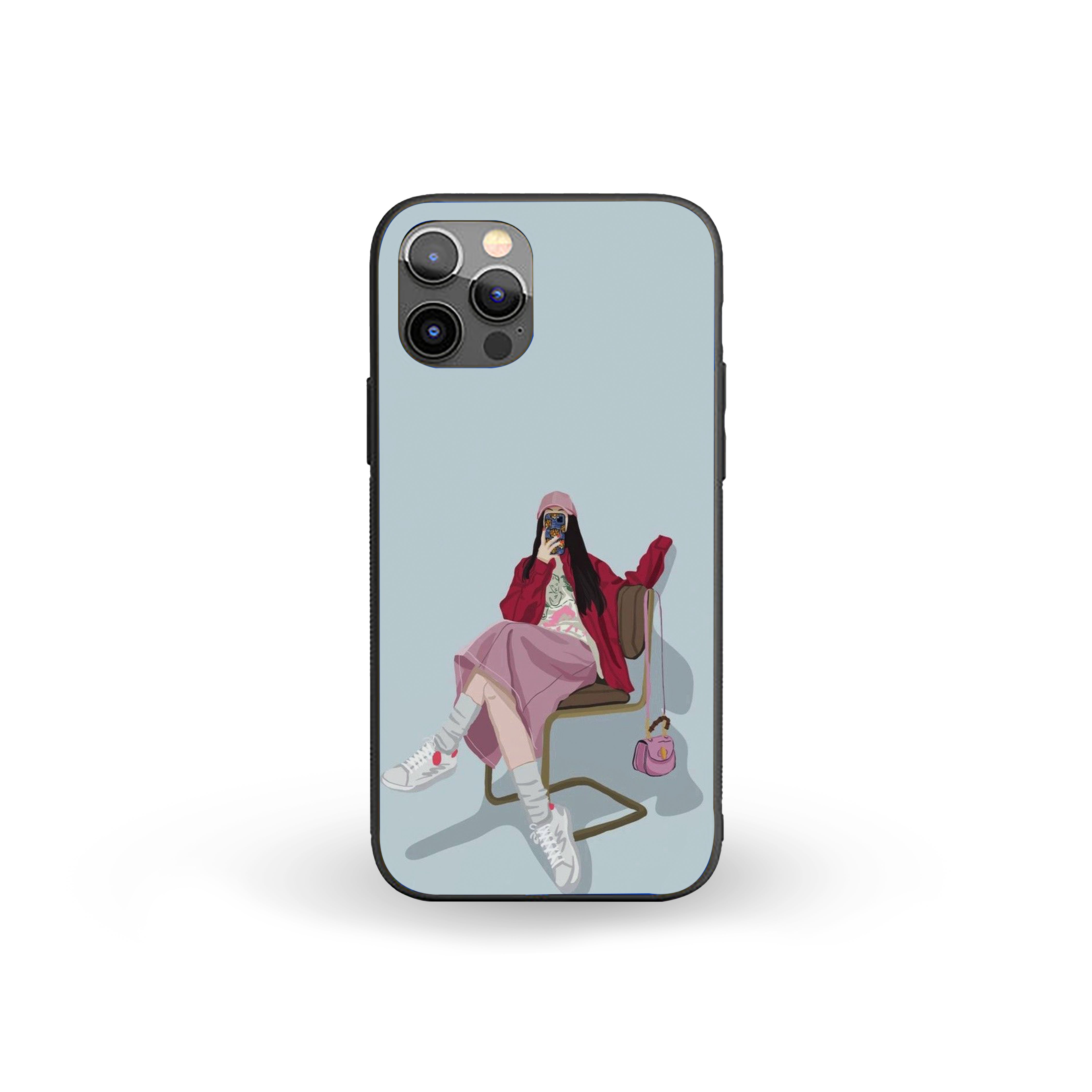 Girl Clicking A Selfie Silicone Armored Phone Case