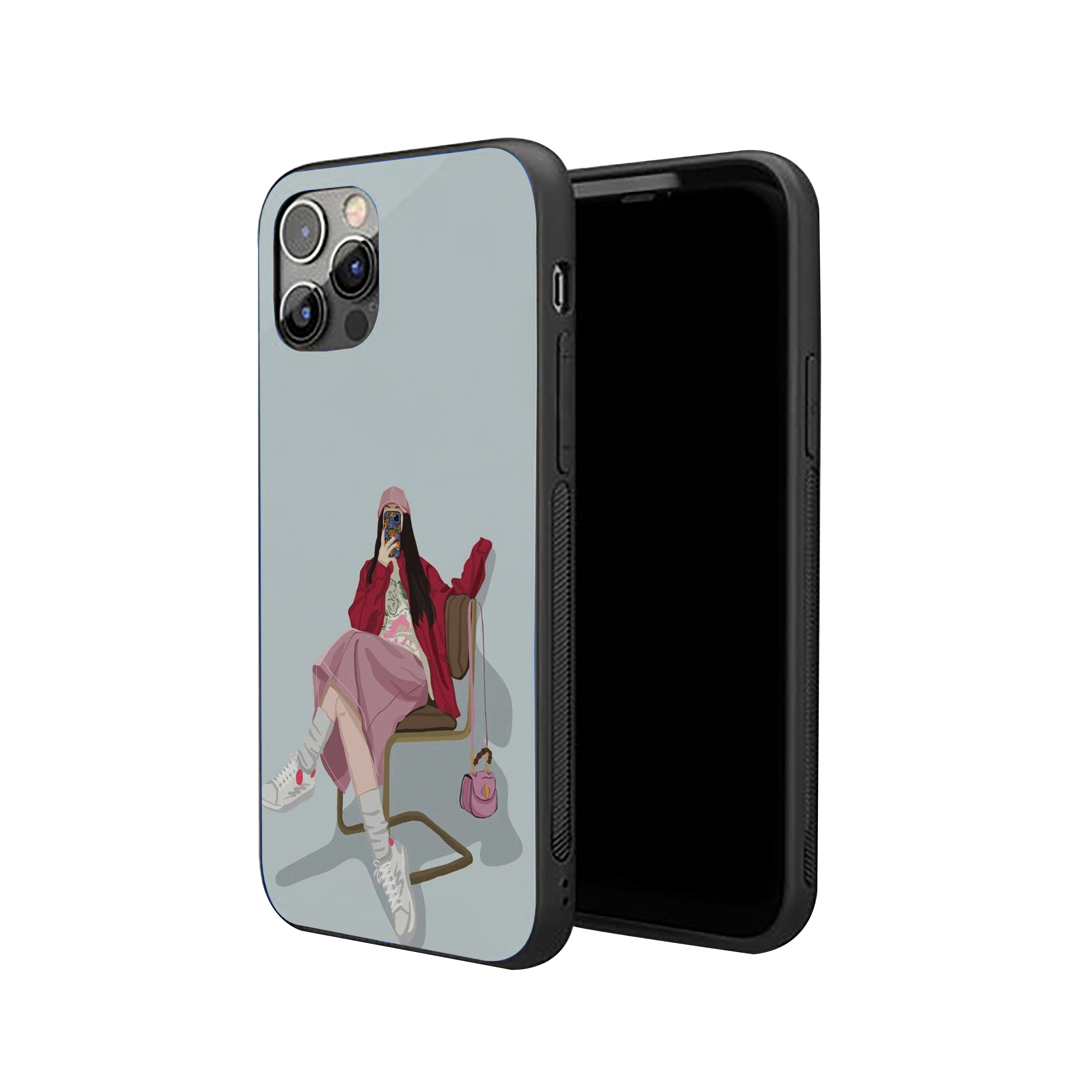Girl Clicking A Selfie Silicone Armored Phone Case