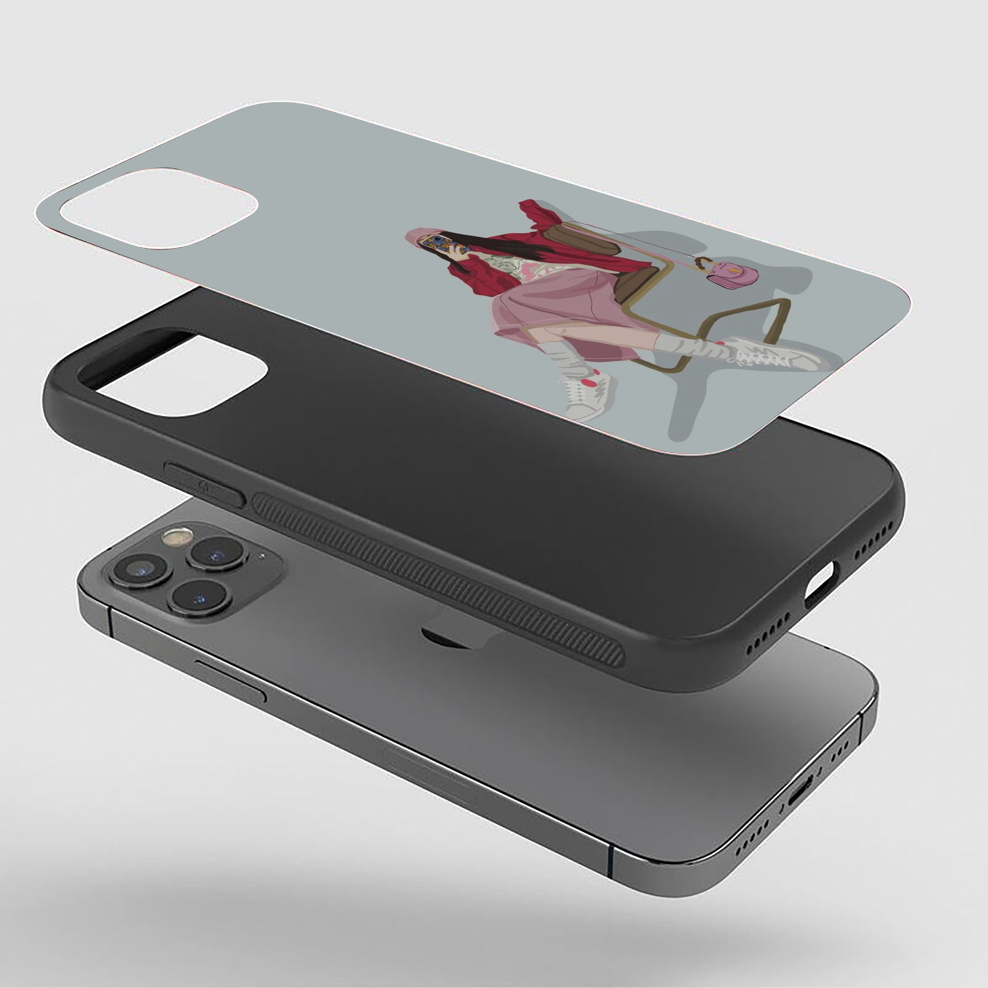 Girl Clicking A Selfie Silicone Armored Phone Case