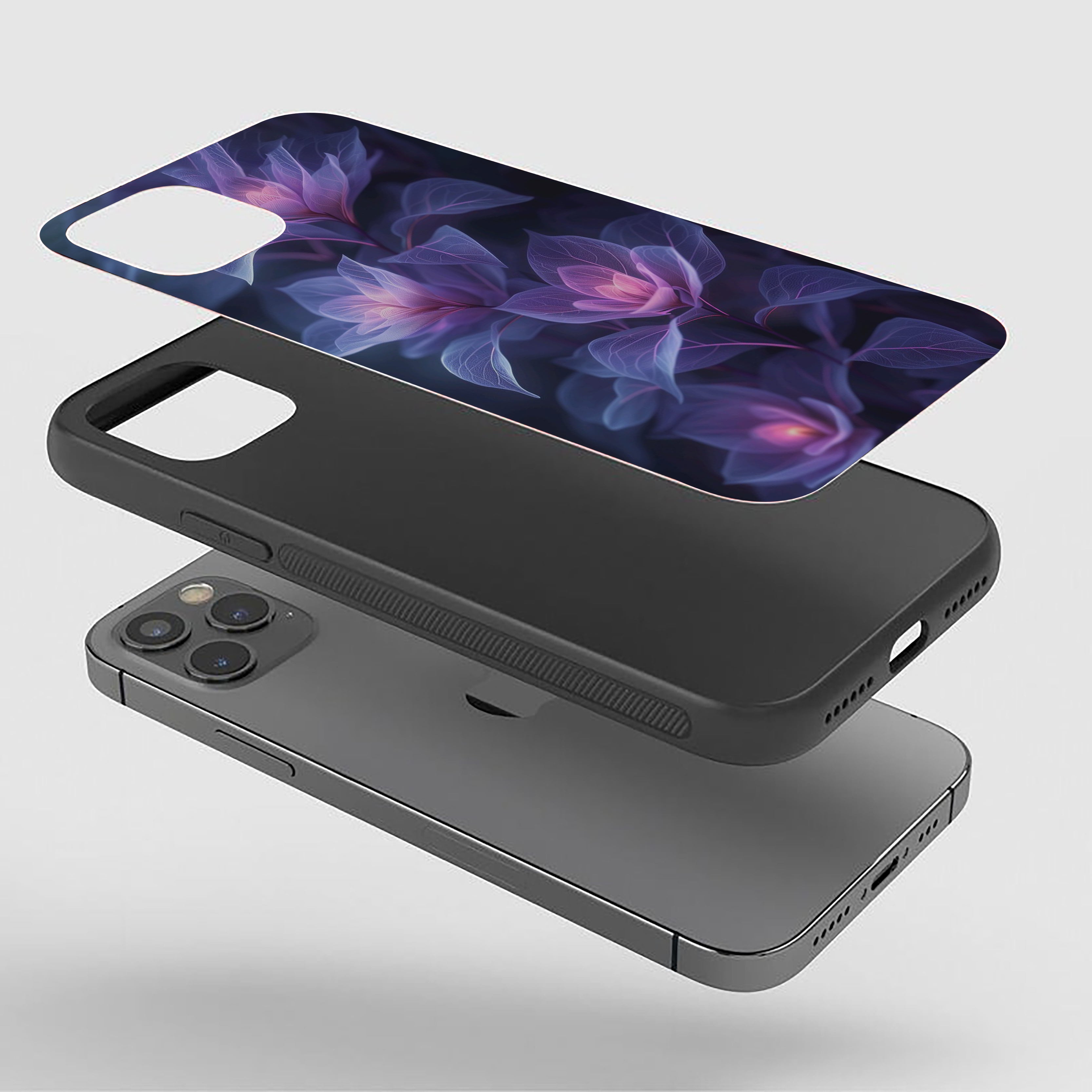 Purple And Pink Flowers Girls Silicone Armored Phone Case