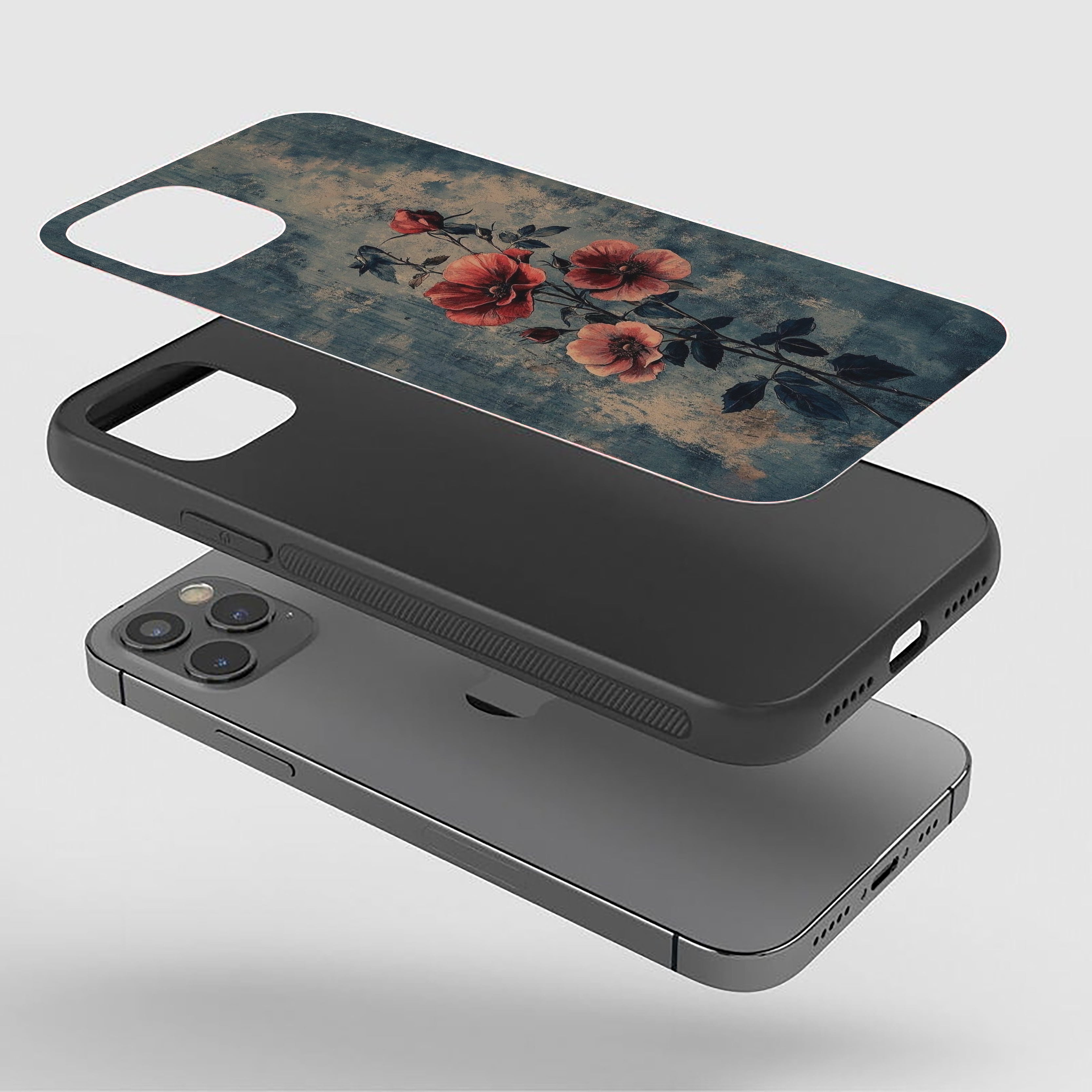 A Vintage Style floweral Design Girls Silicone Armored Phone Case