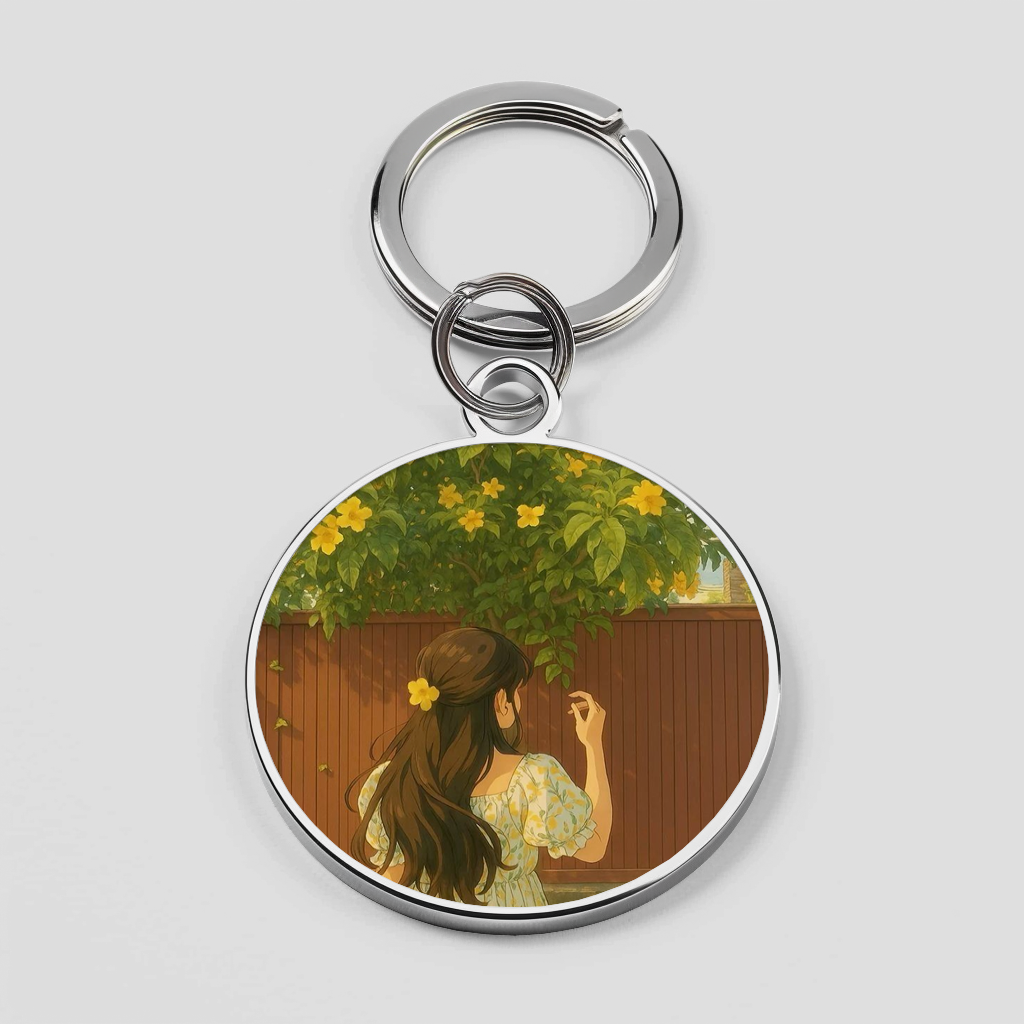 Girl Standing by a Fence with Yellow Flowers Phone Cover
