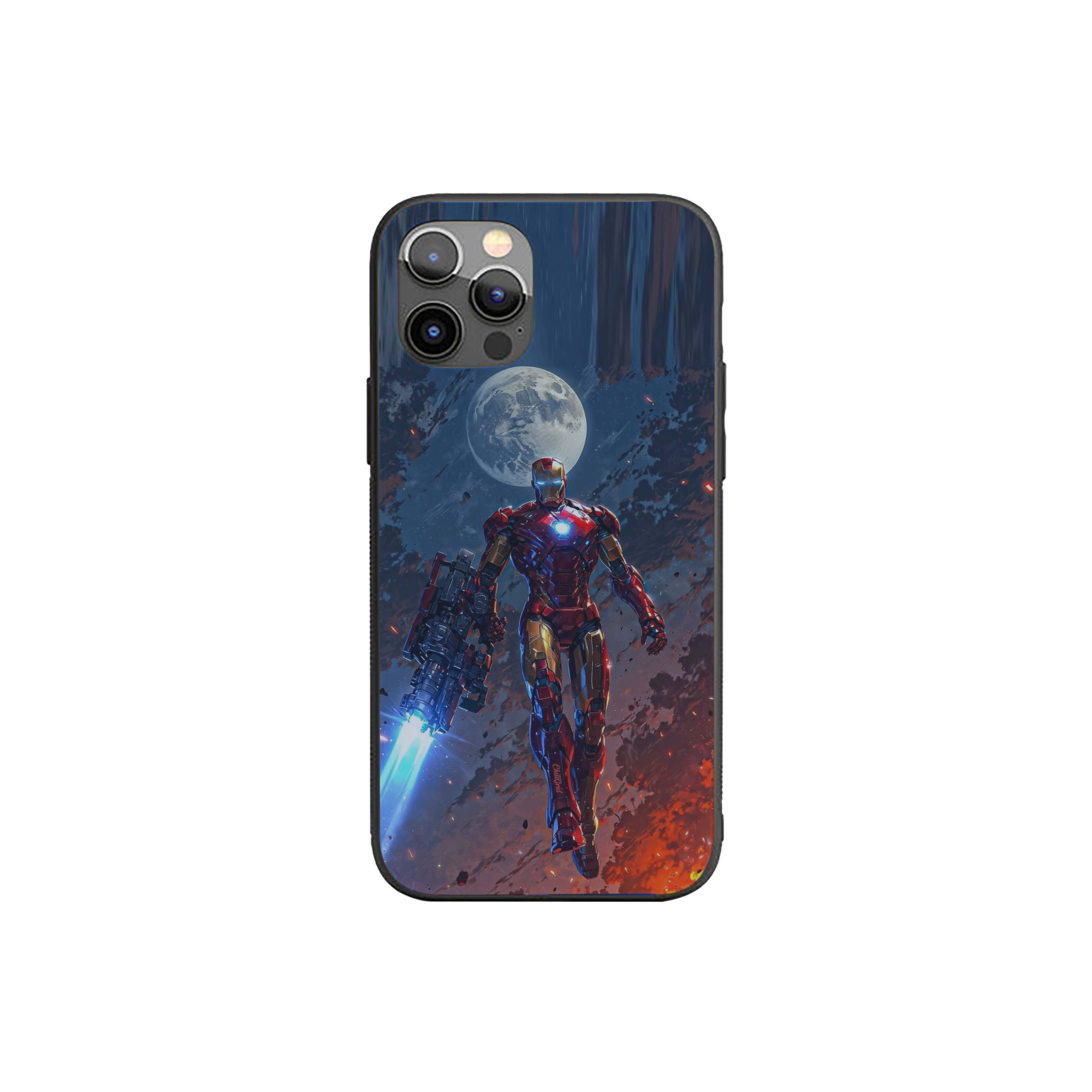 Iron Man Holding A Large, Futuristic Weapon Silicone Armored Phone Case