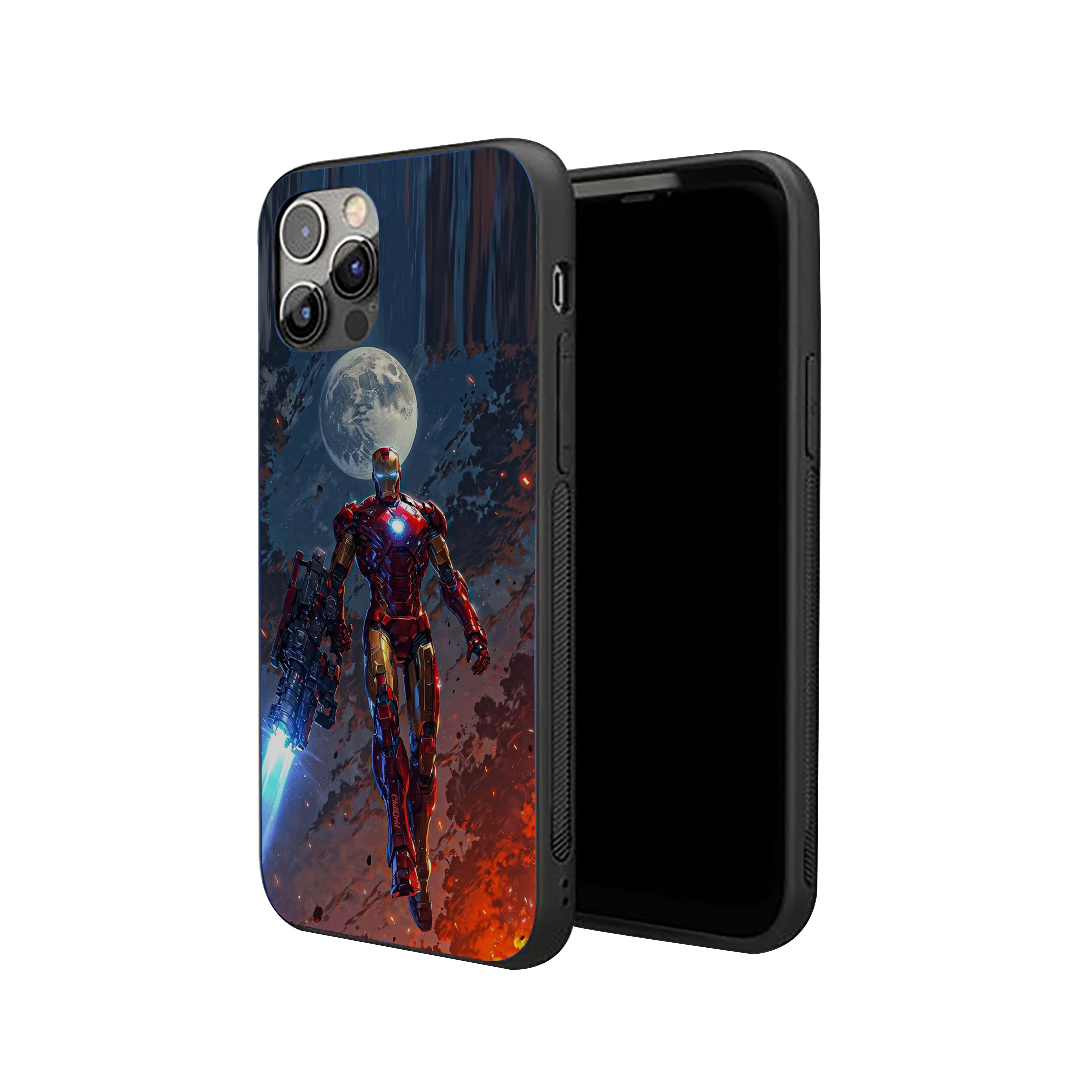 Iron Man Holding A Large, Futuristic Weapon Silicone Armored Phone Case