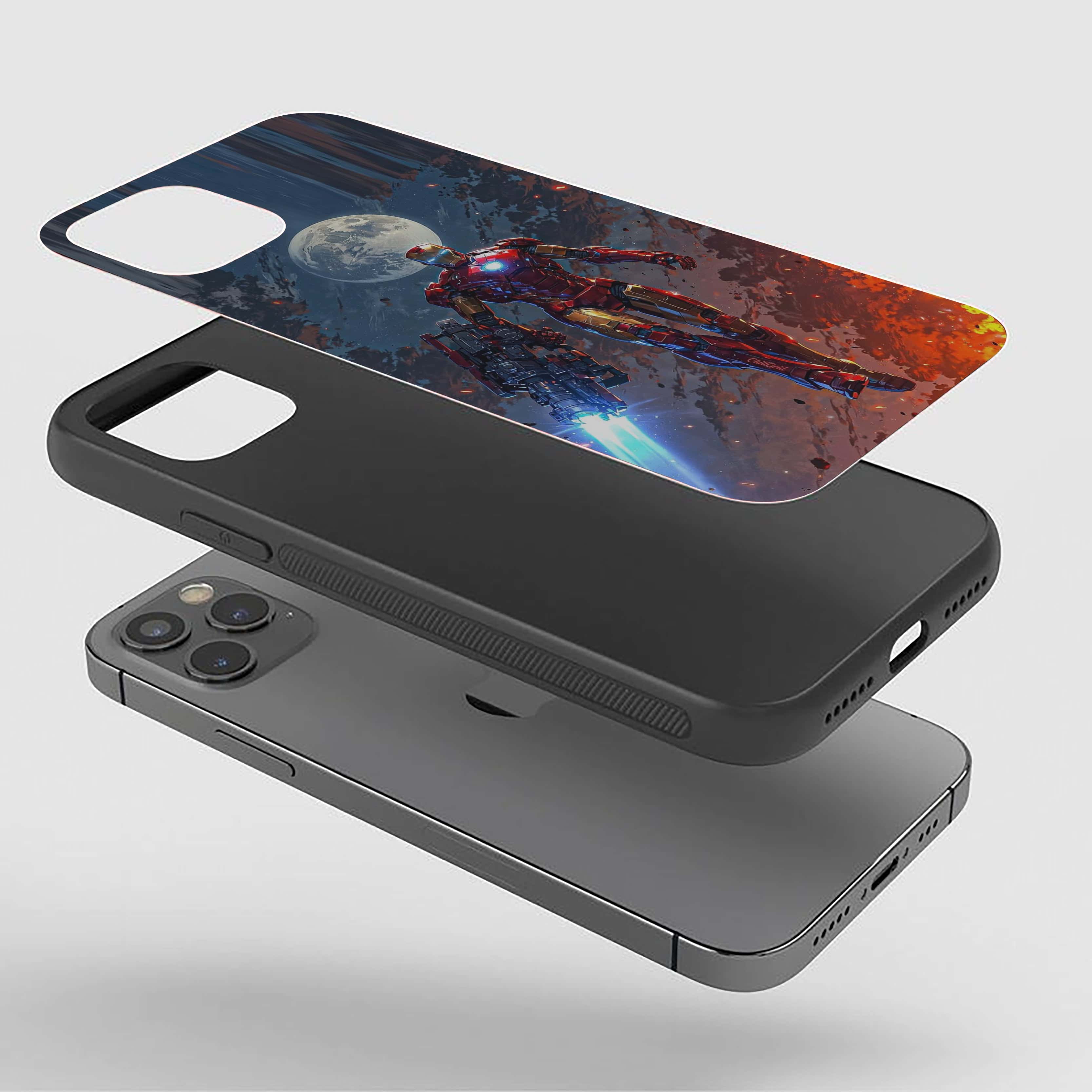 Iron Man Holding A Large, Futuristic Weapon Silicone Armored Phone Case