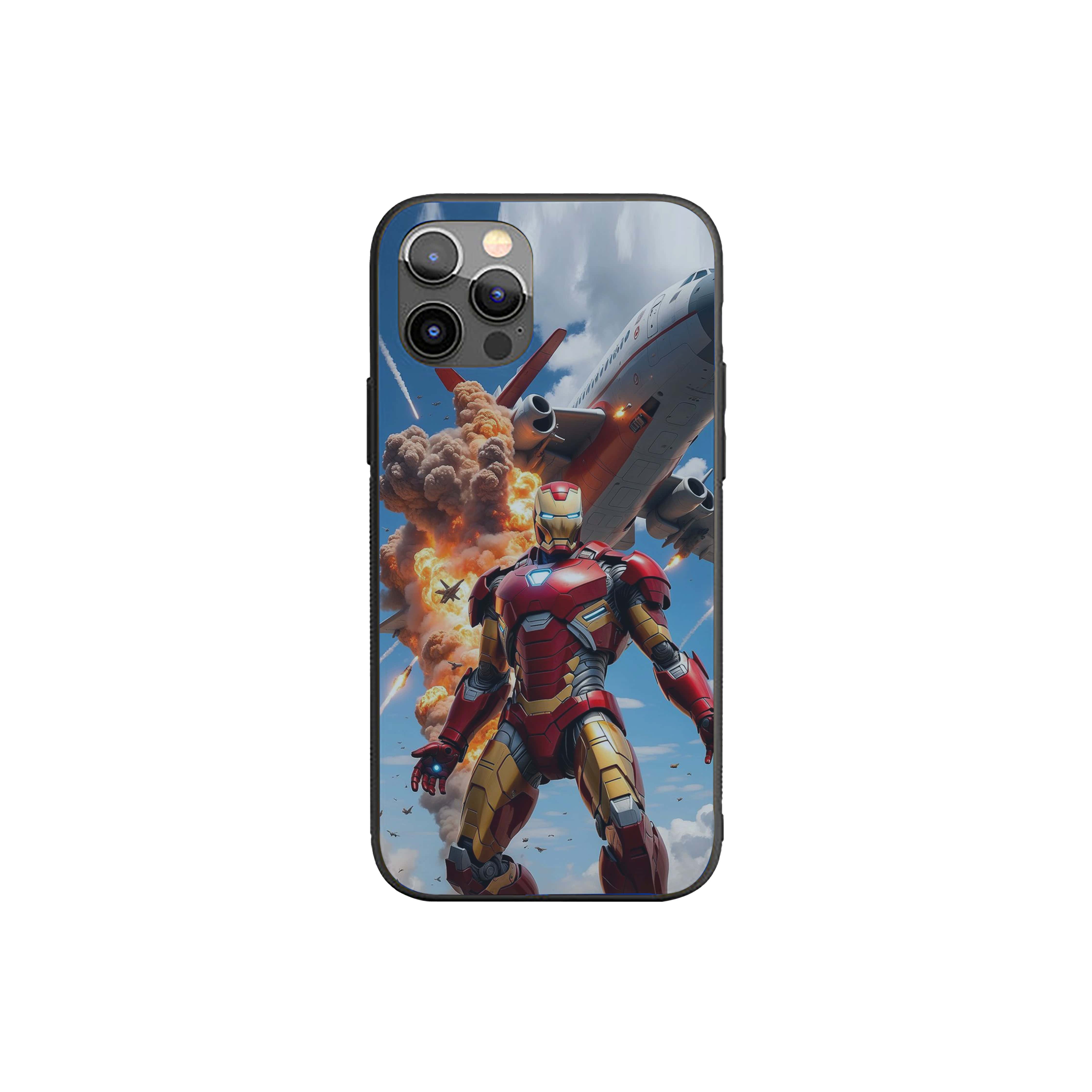 Iron Man Aerial Battle Scene Silicone Armored Phone Case