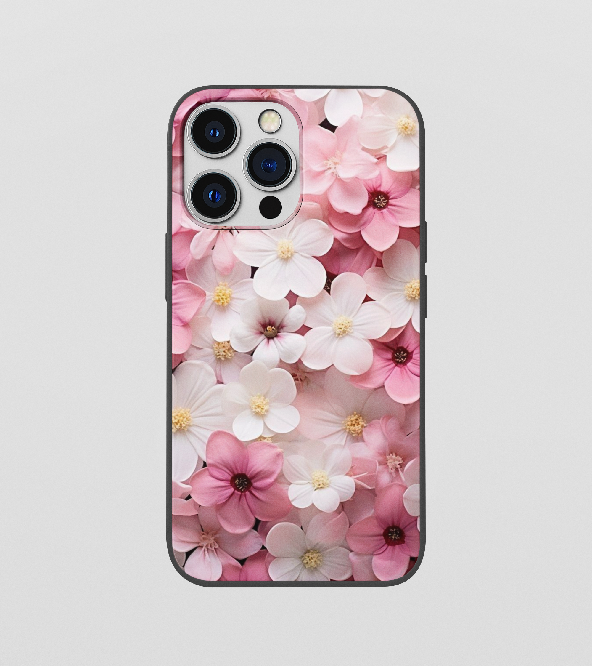 Multi Pink Flower Beautiful Leaf Glossy Silicone Mobile Case