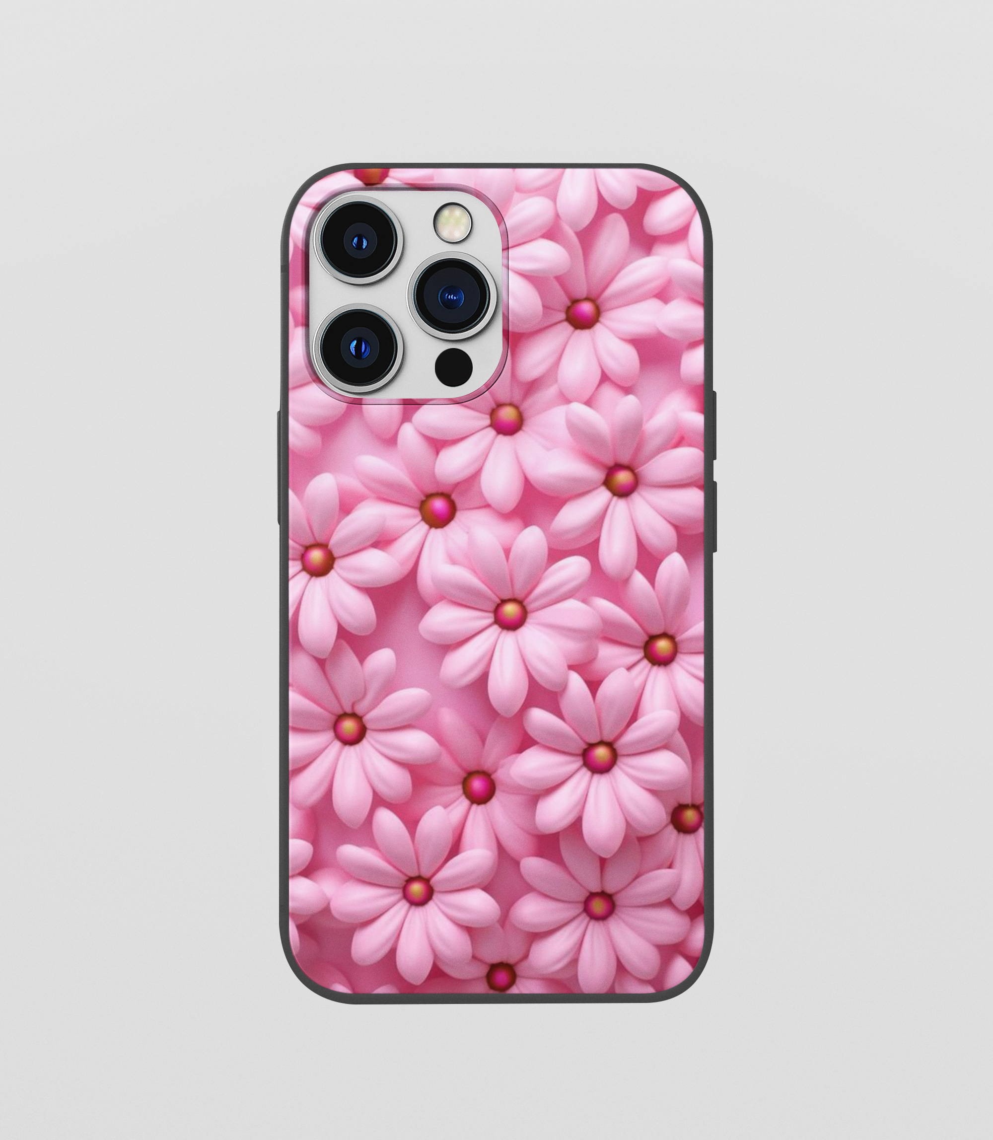Multi Pink Daisy Flower Beautiful Leaf Glossy Silicone Mobile Case