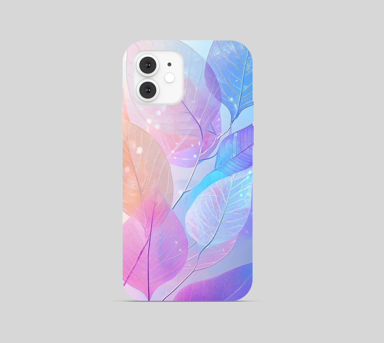 Multi Pastel Blue Aesthetic Rainbow Leaf Theme Phone Cover