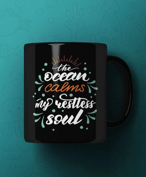 Ocean calms my soul Printed Premium Mug