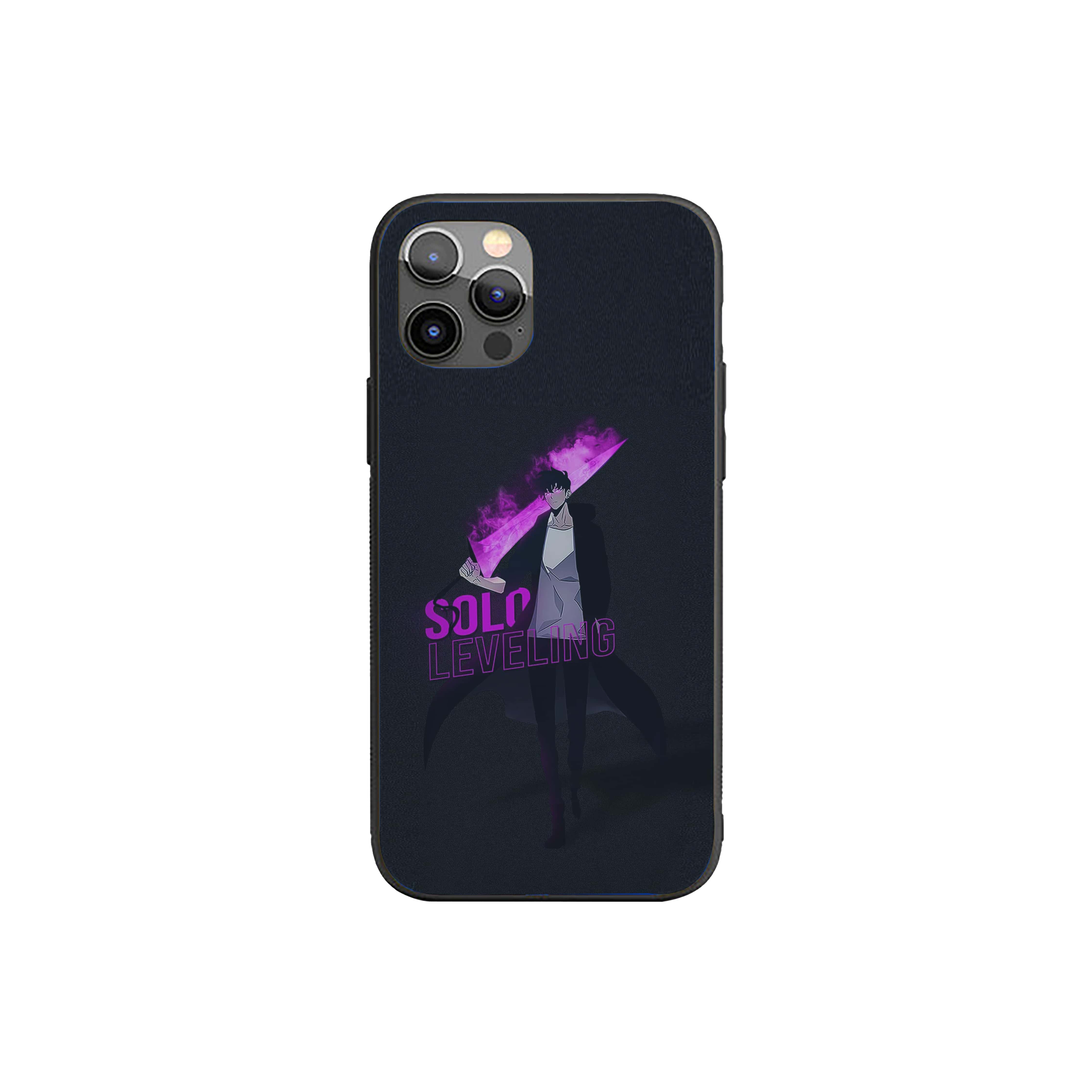 Solo Leveling with a glowing magenta-purple sword Silicone Armored Phone Case
