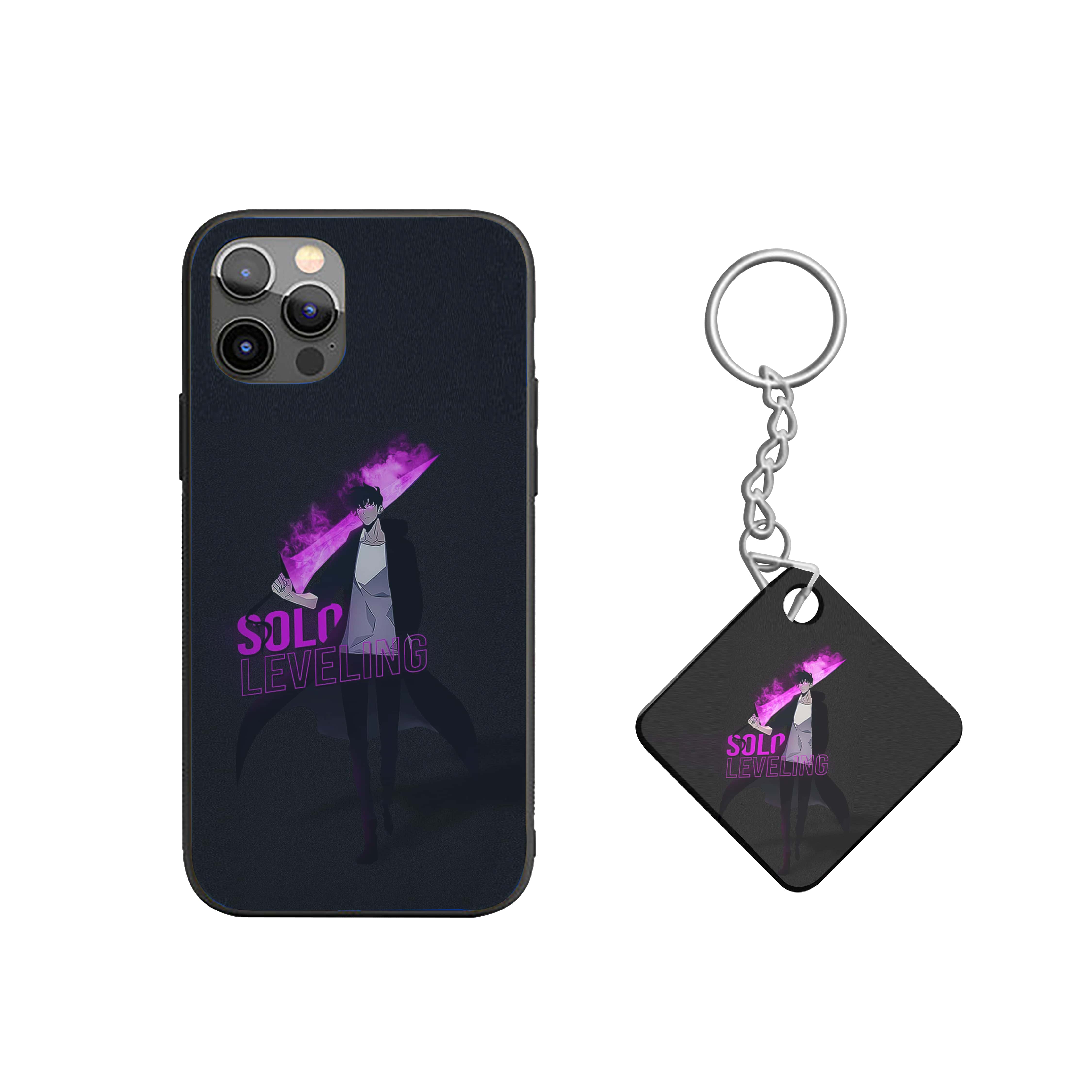 Solo Leveling with a glowing magenta-purple sword Silicone Armored Phone Case