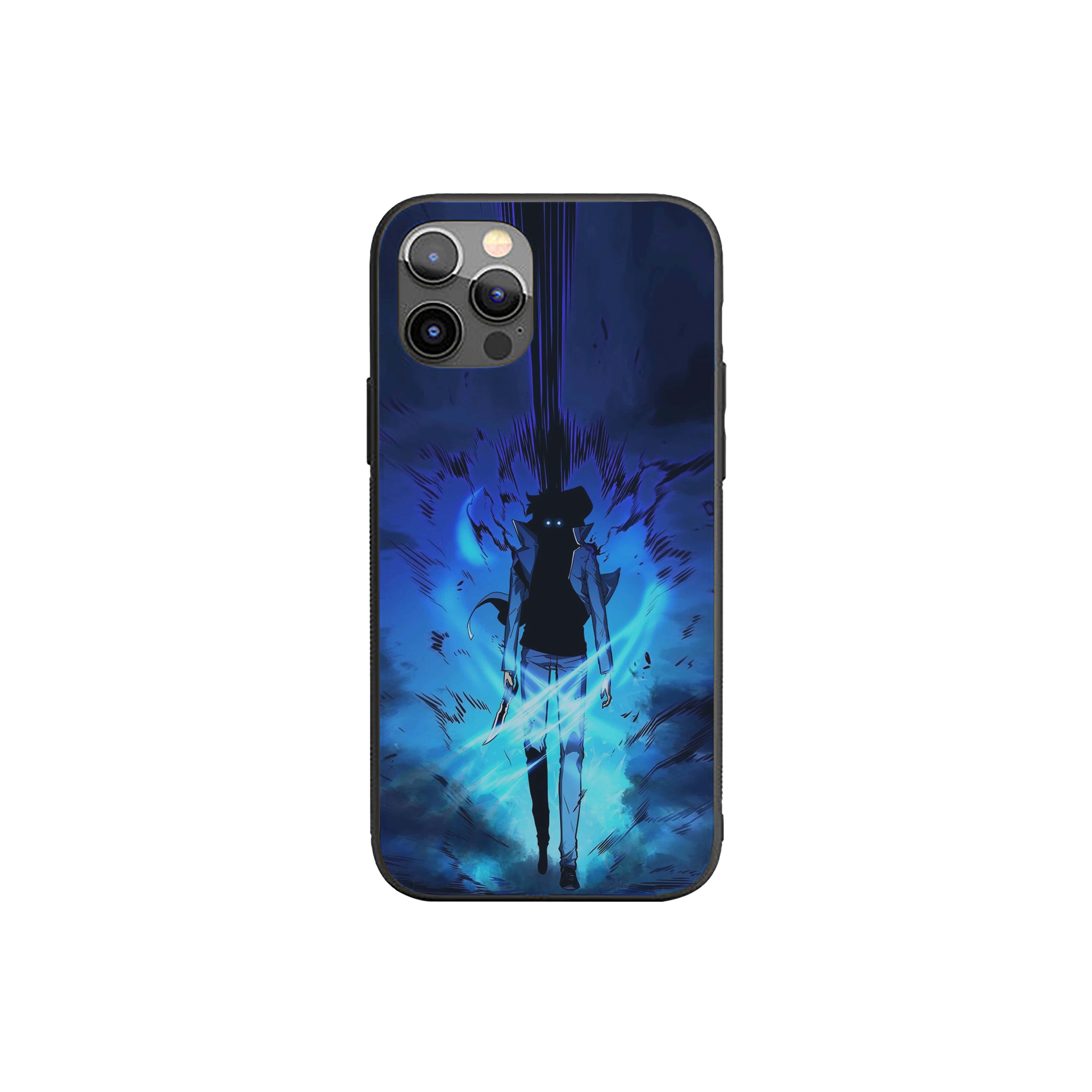 Solo Leveling with glowing blue eyes Silicone Armored Phone Case