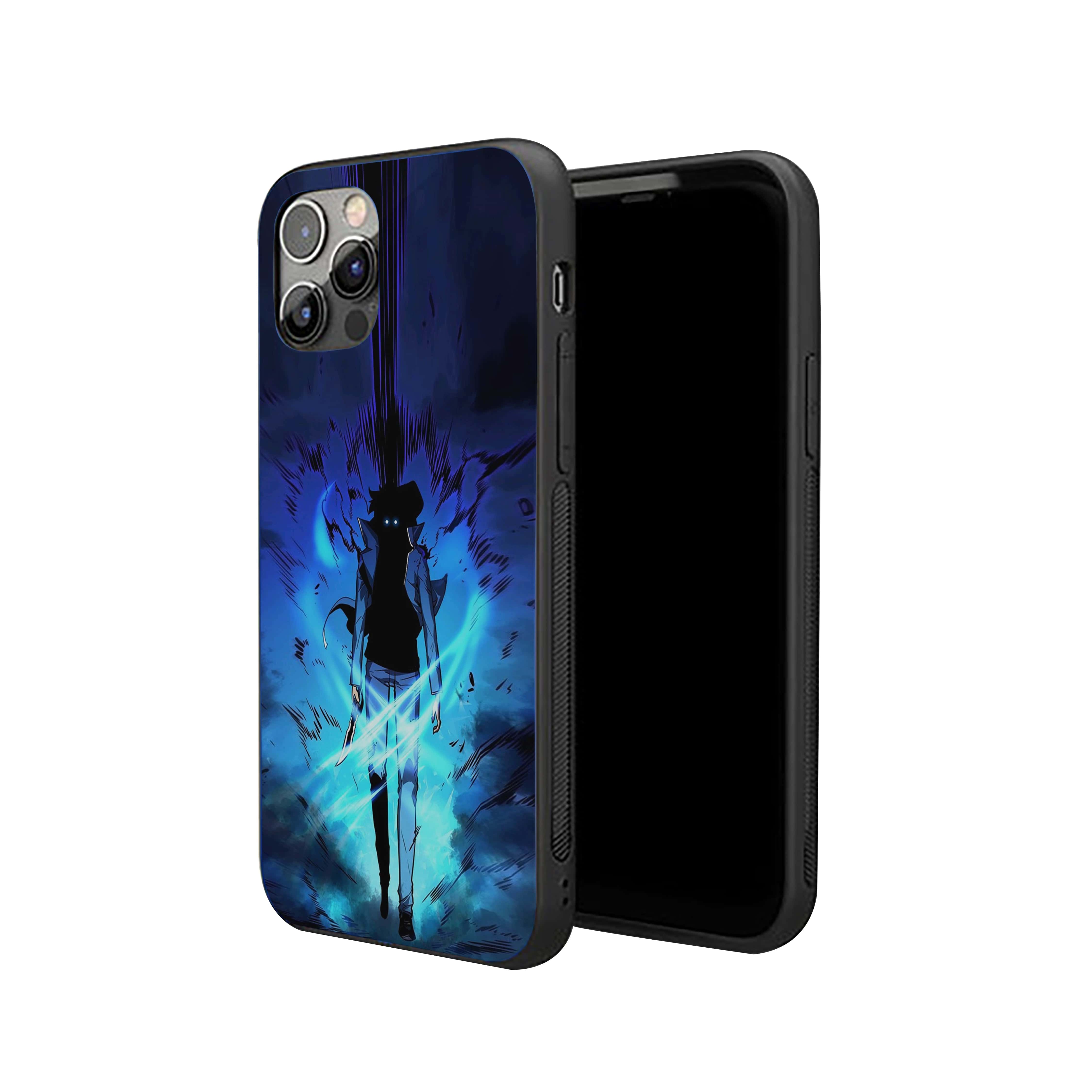 Solo Leveling with glowing blue eyes Silicone Armored Phone Case