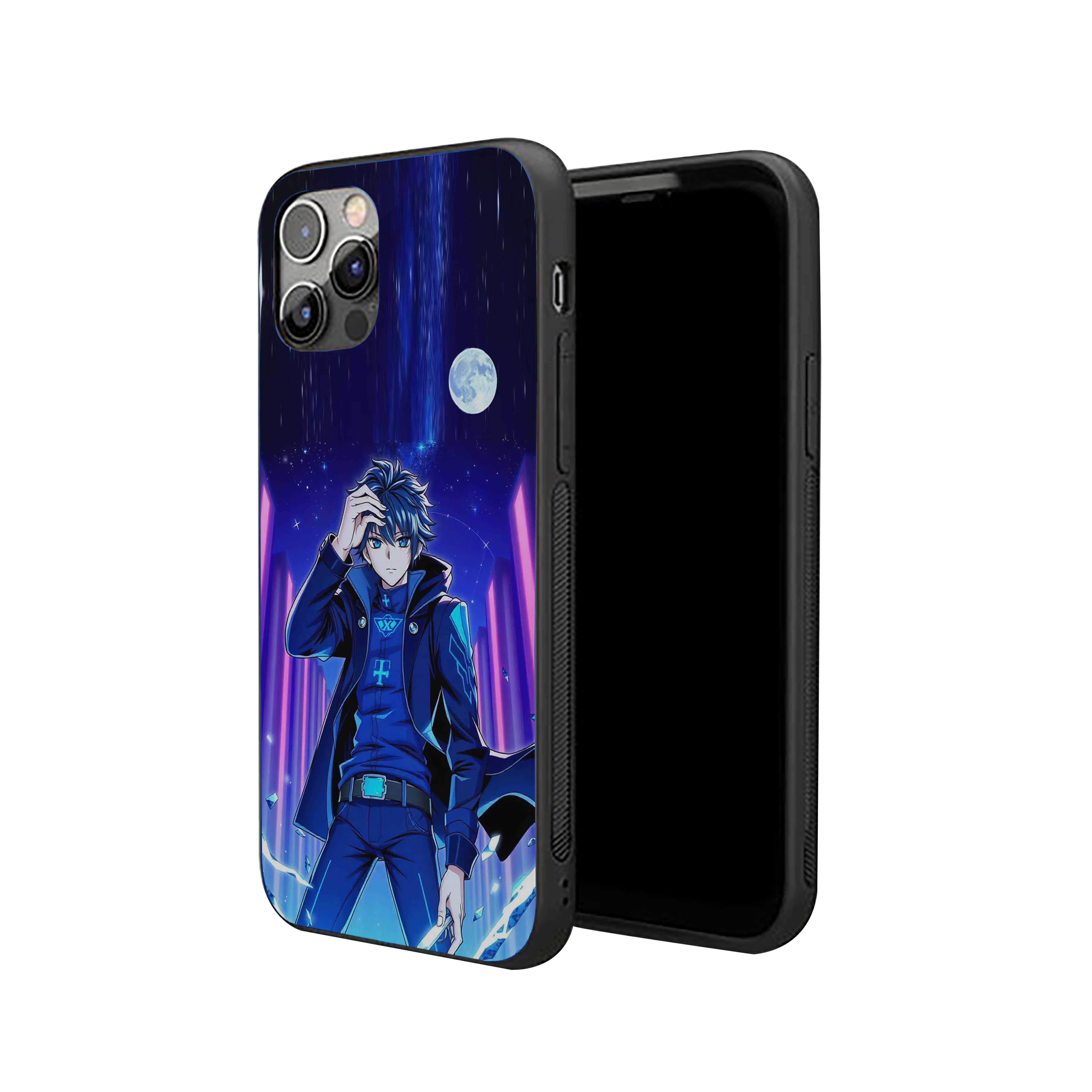 Solo Leveling in a futuristic city at night Silicone Armored Phone Case