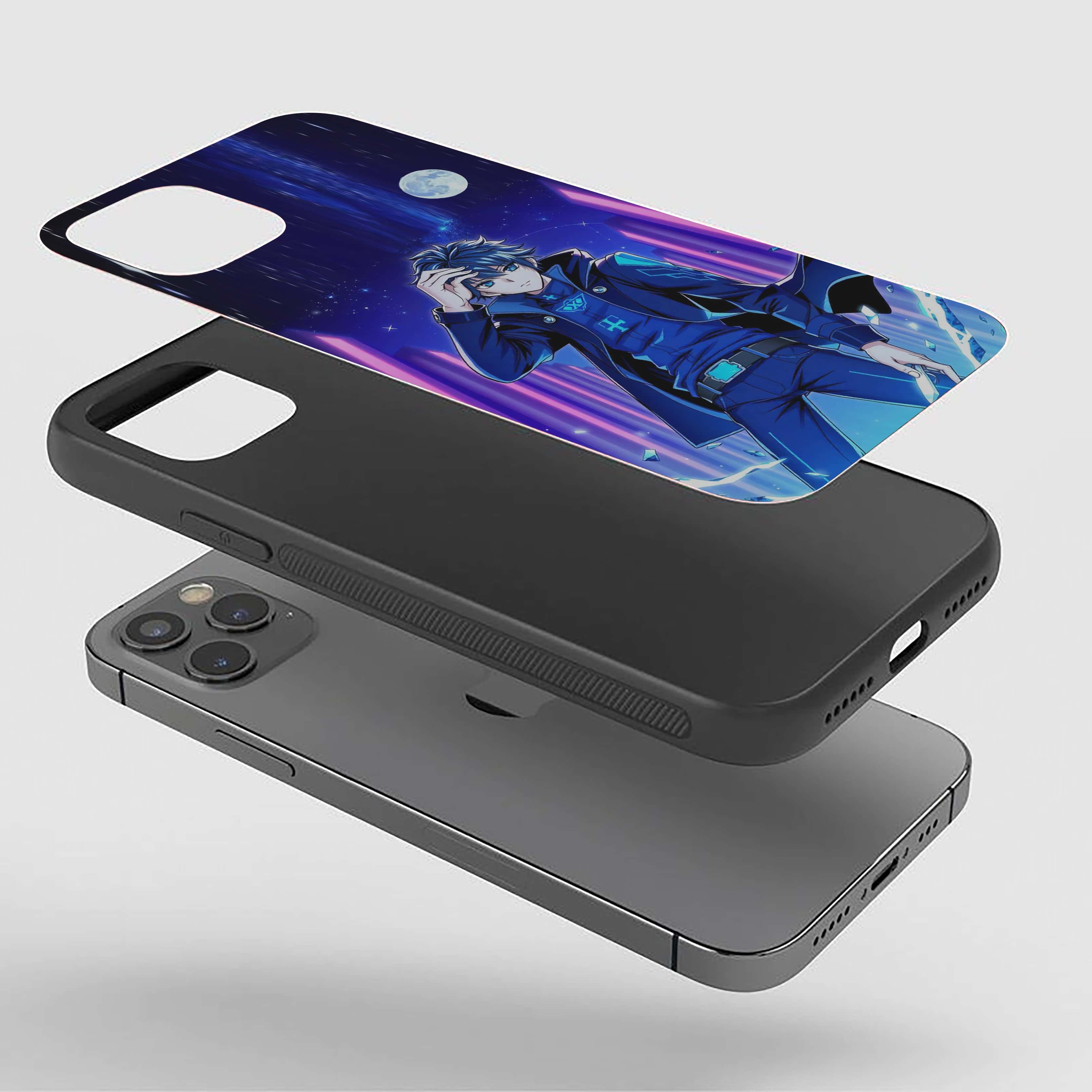 Solo Leveling in a futuristic city at night Silicone Armored Phone Case