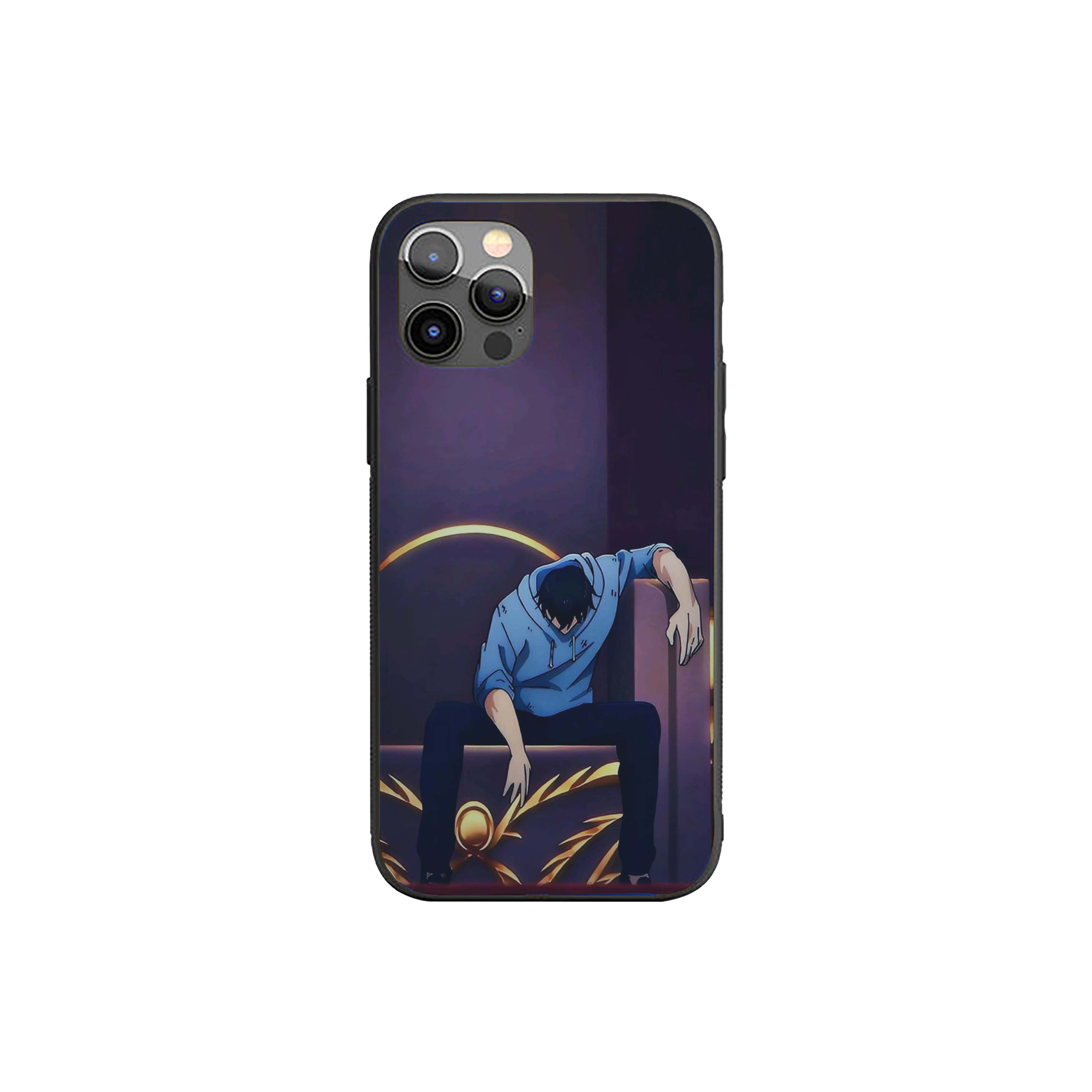 Solo Leveling resting his arms on the armrests Silicone Armored Phone Case