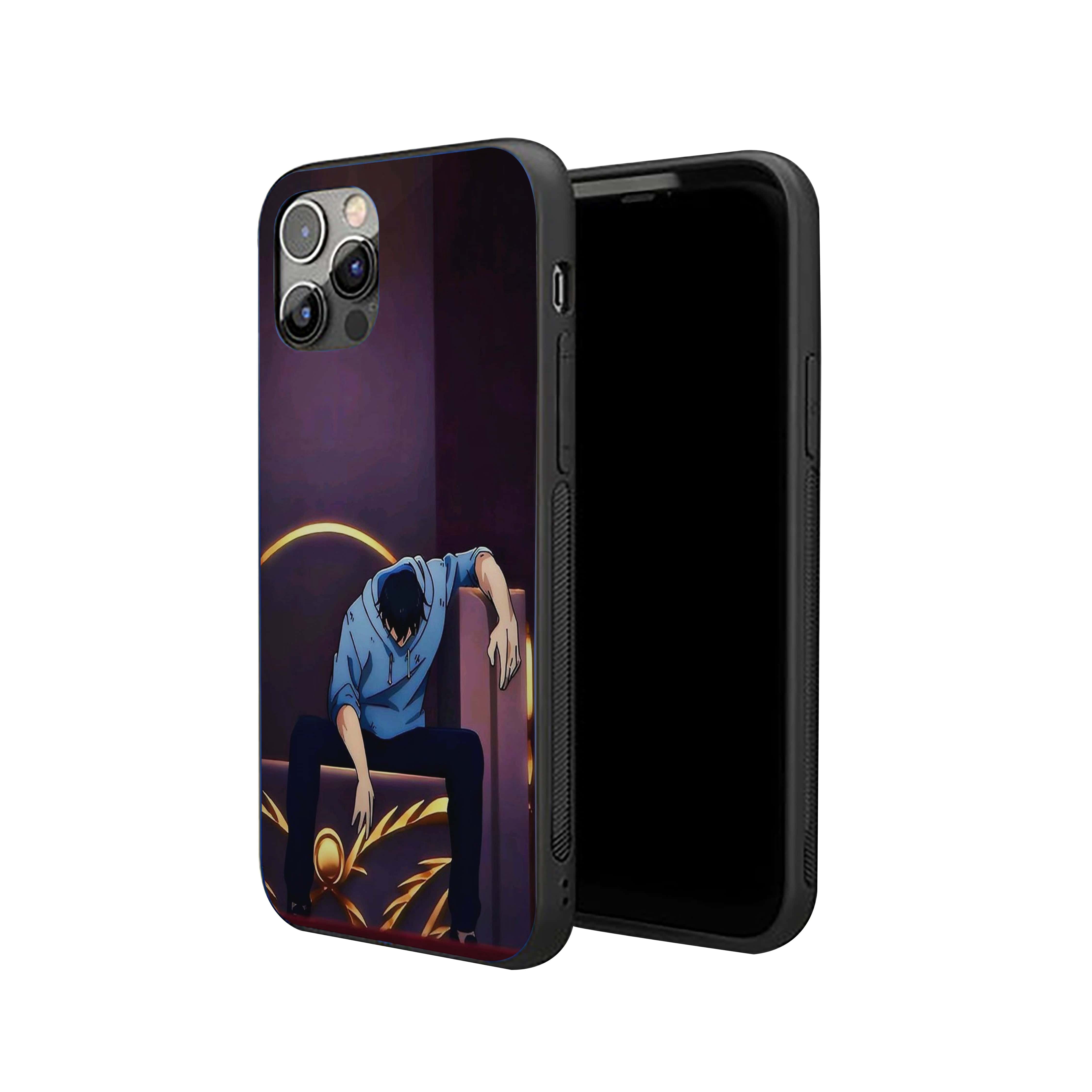 Solo Leveling resting his arms on the armrests Silicone Armored Phone Case