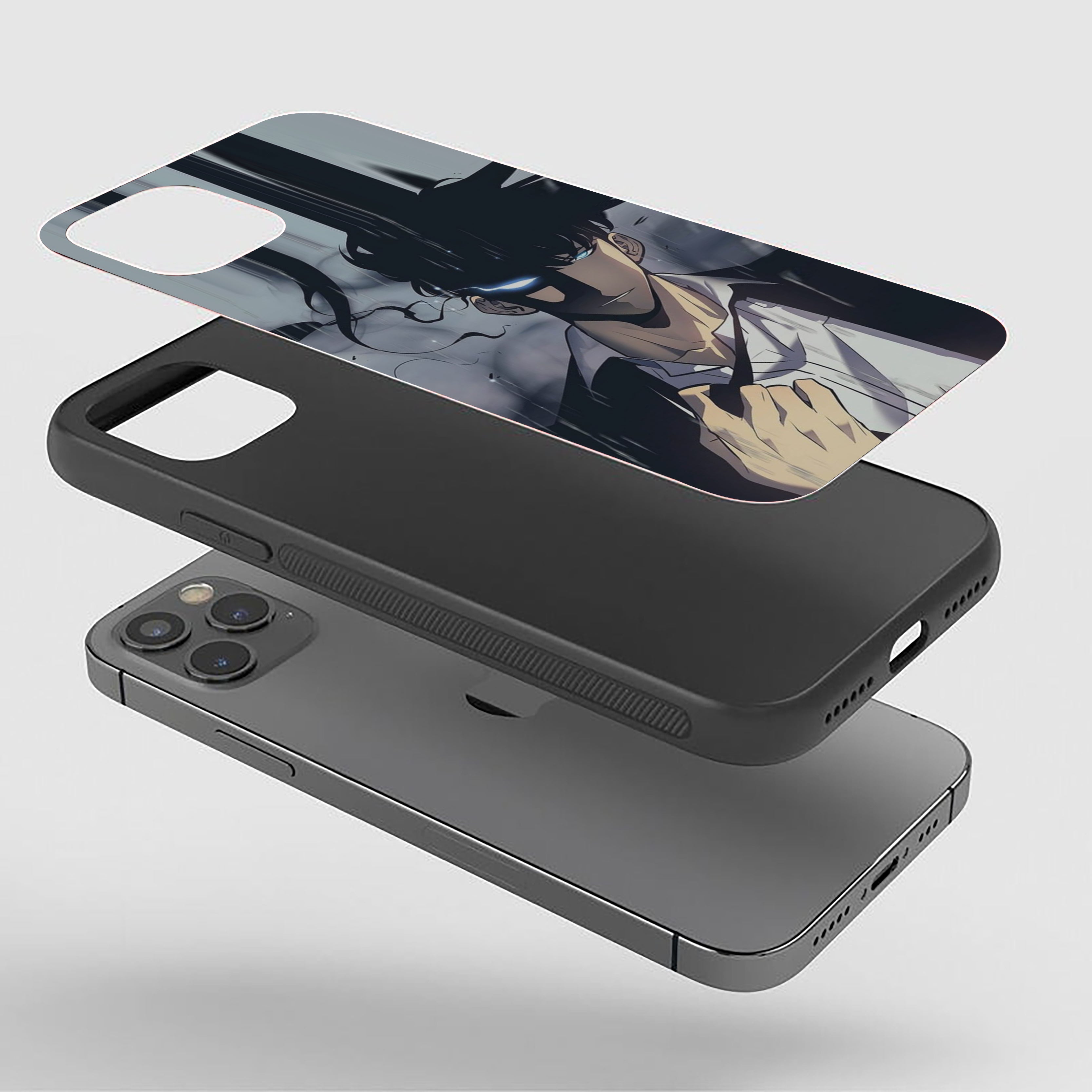 Solo Leveling with dark hair styled Silicone Armored Phone Case