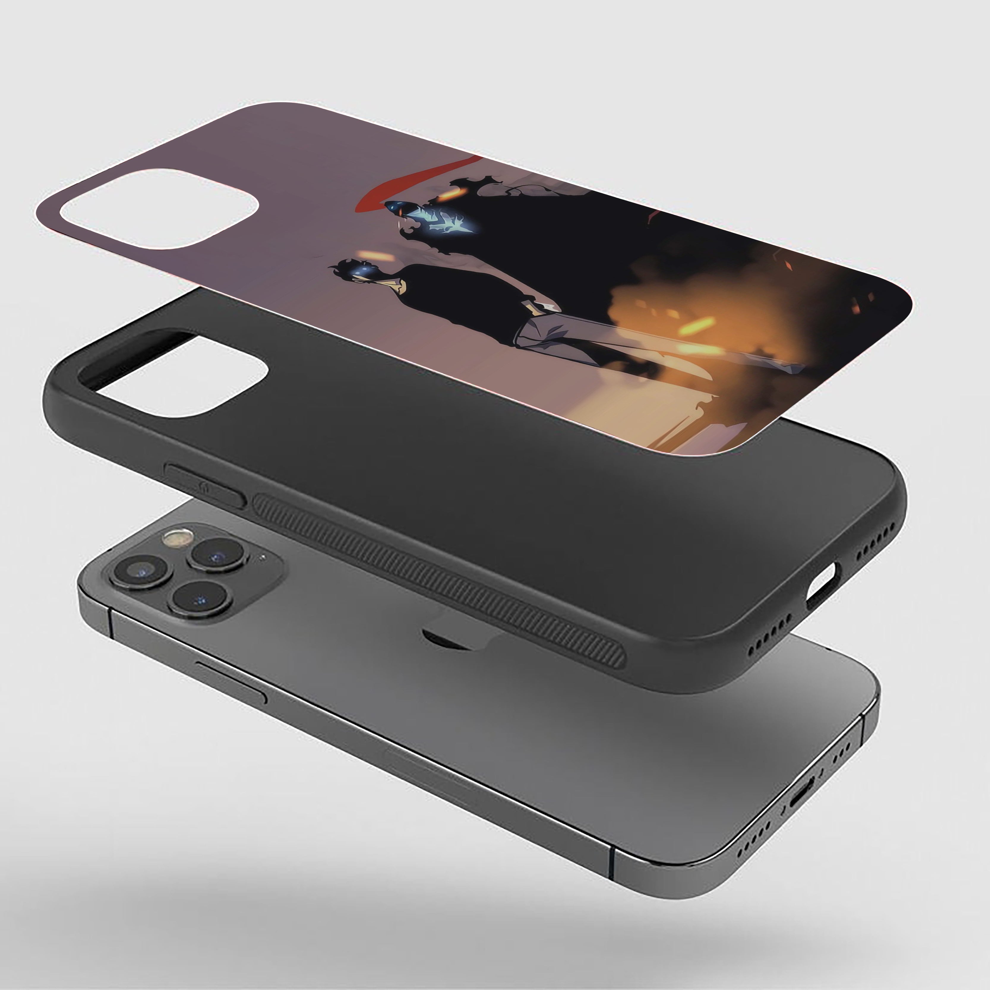 Solo Leveling fire and smoke effects Silicone Armored Phone Case