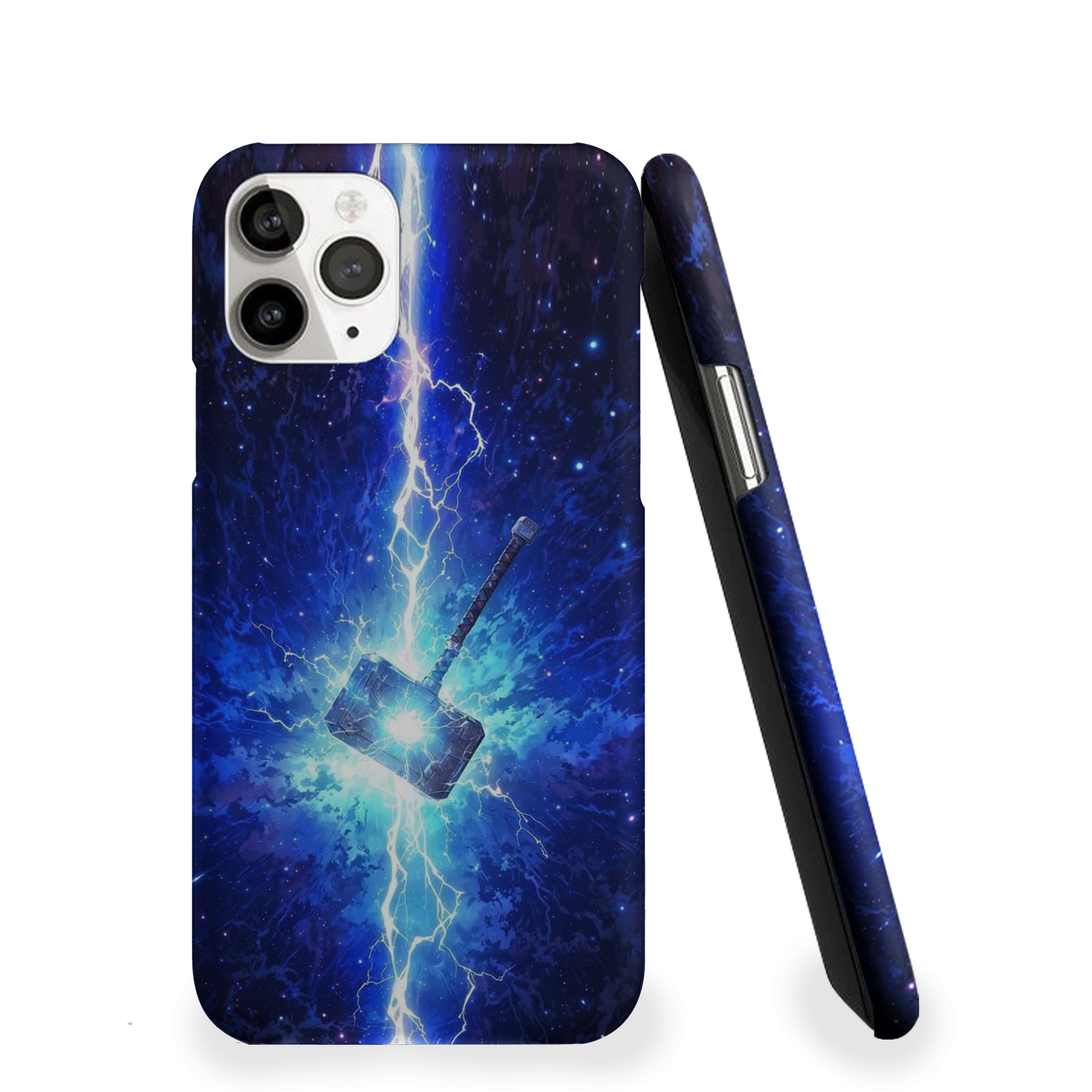 THOR Hammer with blue cosmic background Phone Cover
