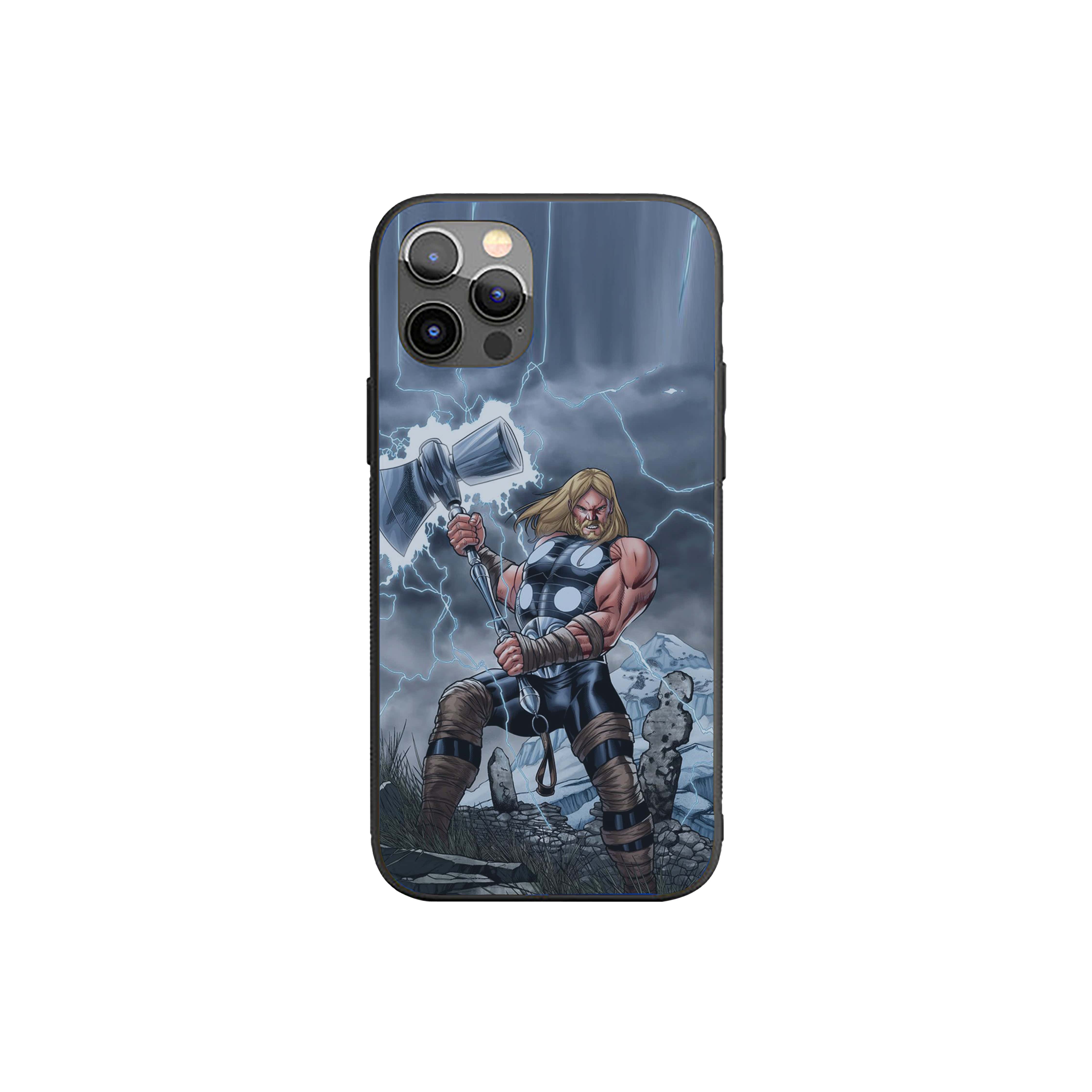 THOR With Stylized Hammer Silicone Armored Phone Case