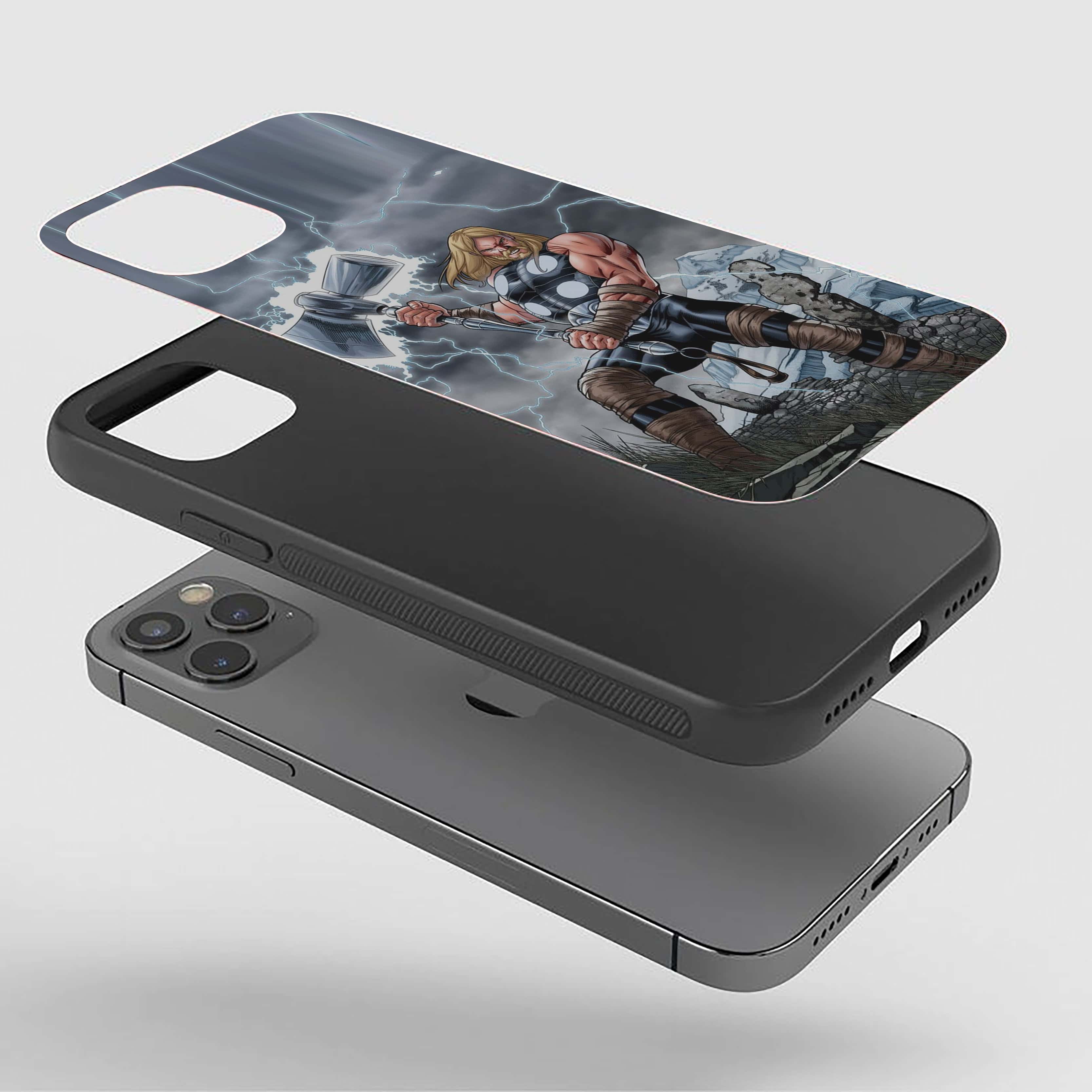 THOR With Stylized Hammer Silicone Armored Phone Case