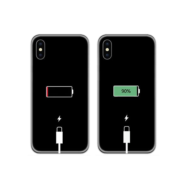 Low Battery Charged Couple Phone Cover