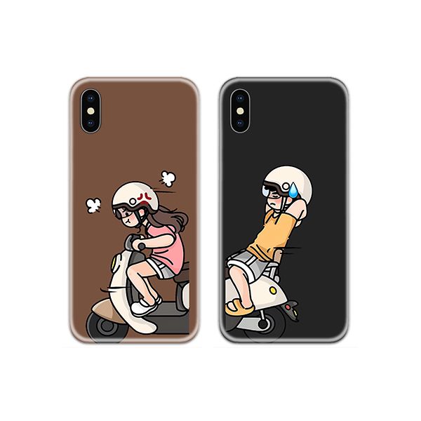 Scooter Driving Girl Couple Both Phone Cover