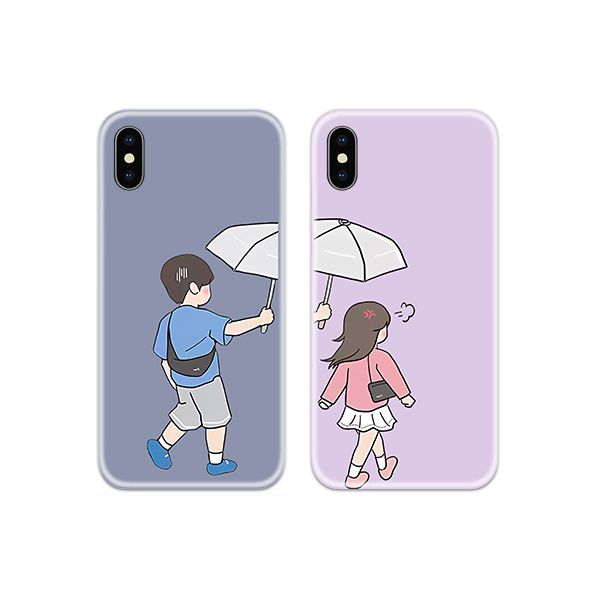 Boy Running with Umbrella Couple Both Phone Cover