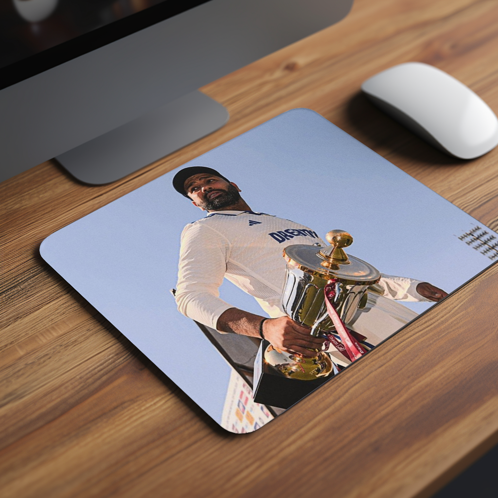 Rohit With Trophy Premium Mouse Pad