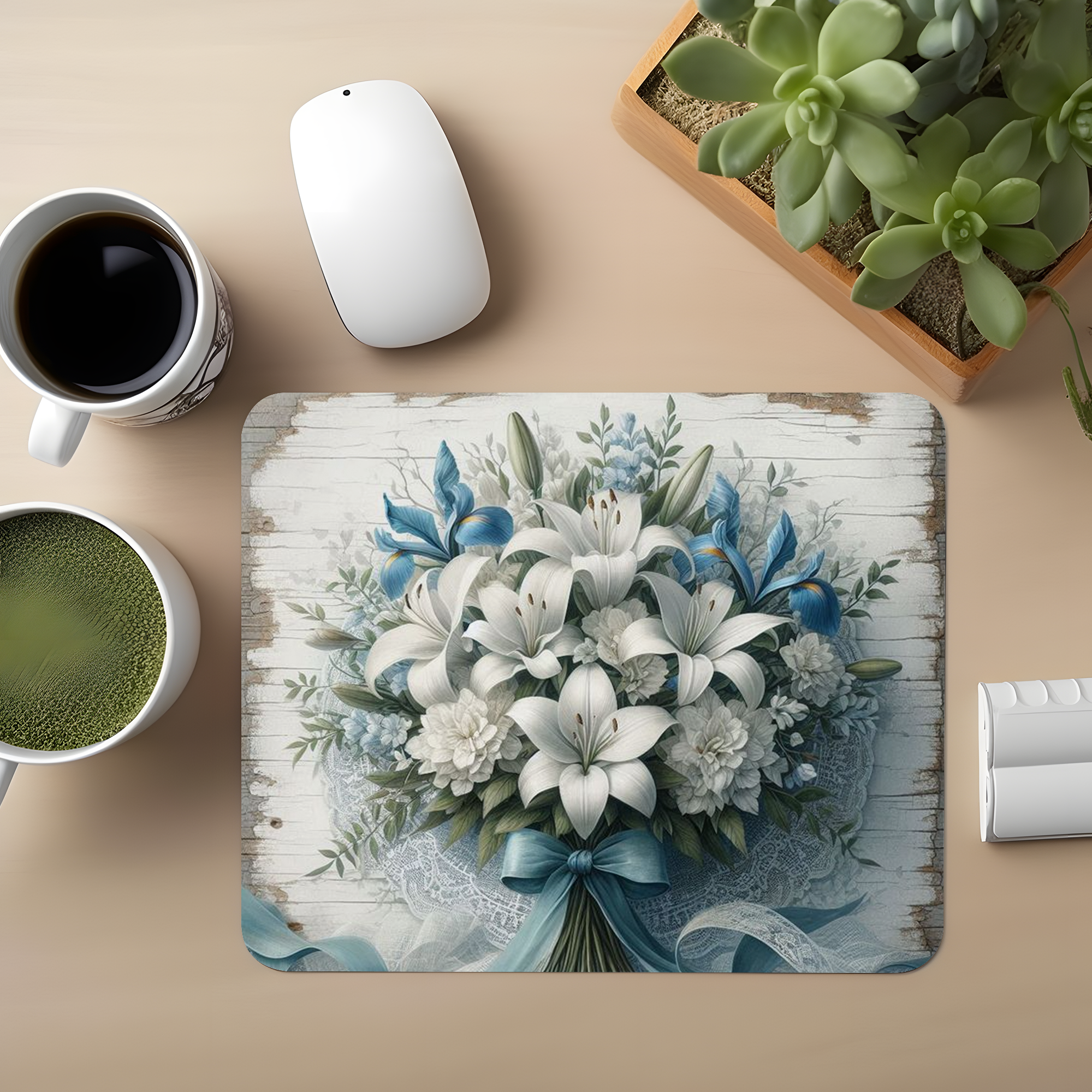 White Jasmine Premium Mouse Pad