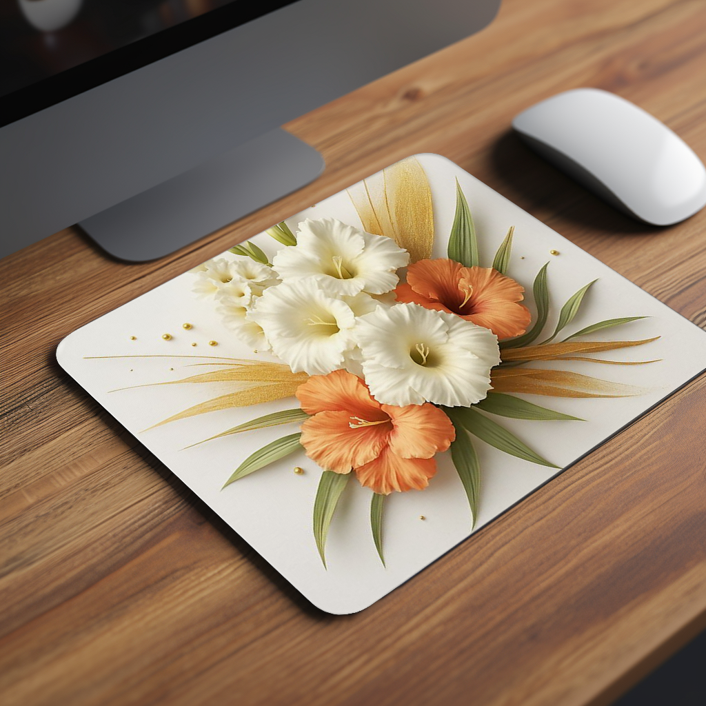 Peach Ivory Bloom Premium Mouse Pad