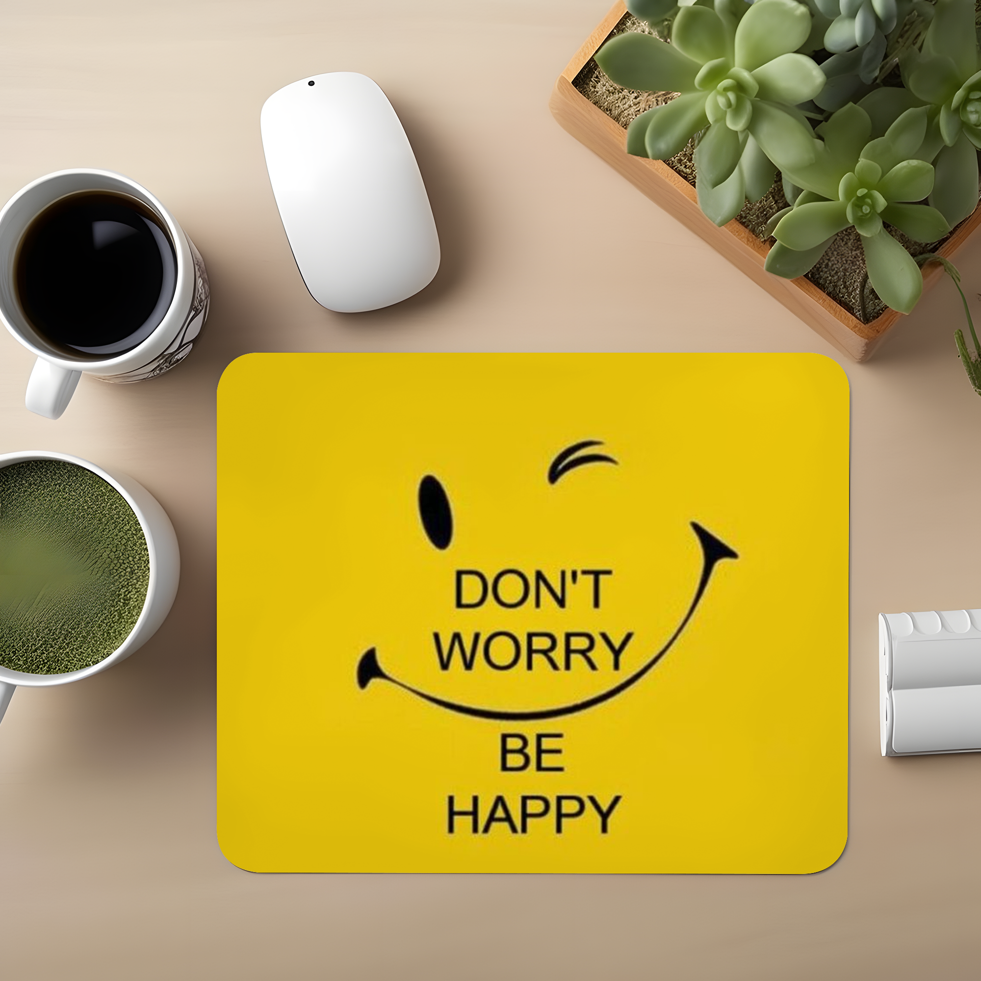 Dont Worry Be Happy Premium Mouse Pad