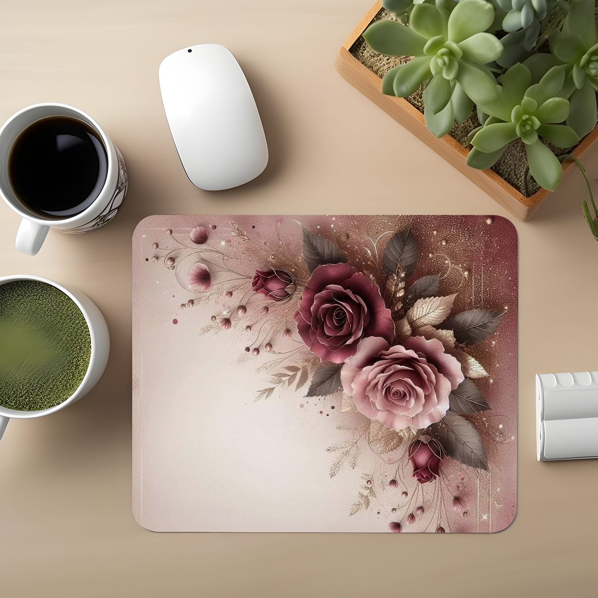 Pastel Luxe Bloom Premium Mouse Pad