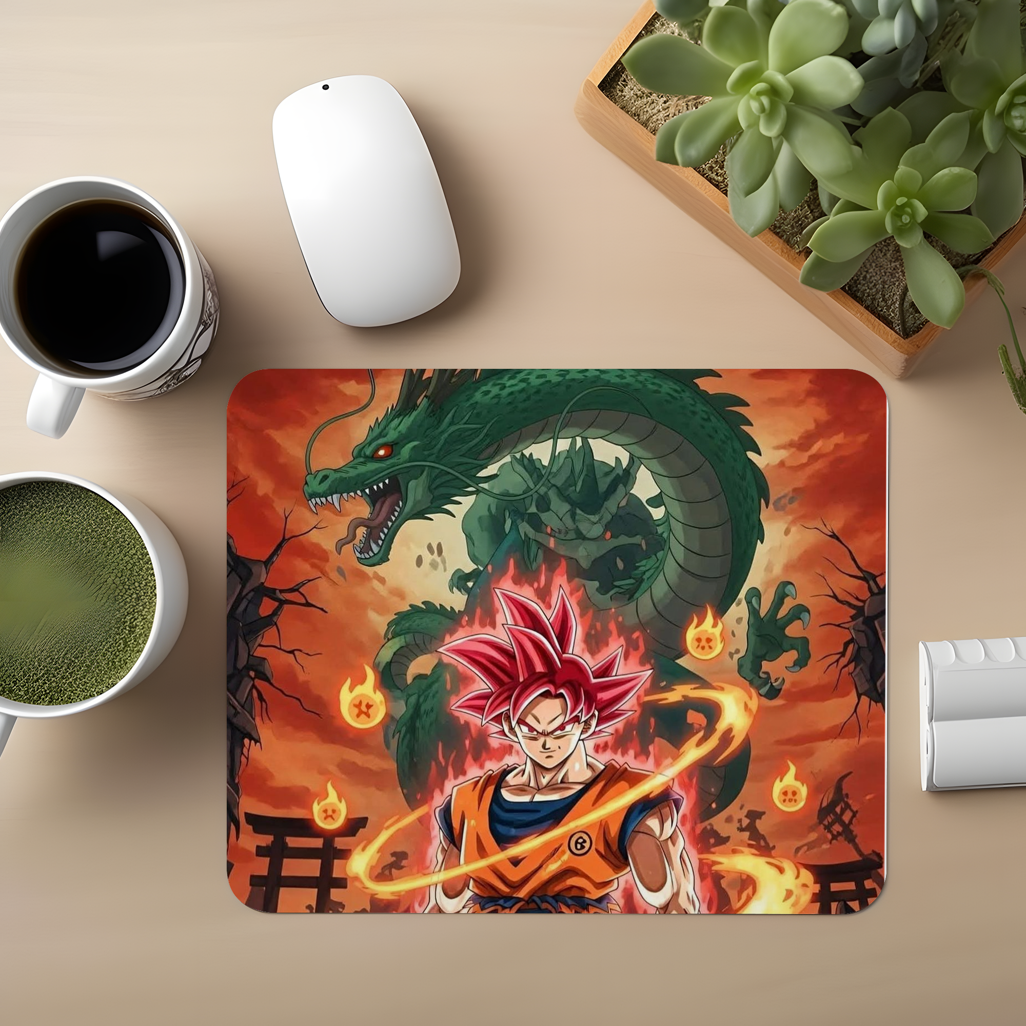 Dragon Red Energy Circle Premium Mouse Pad
