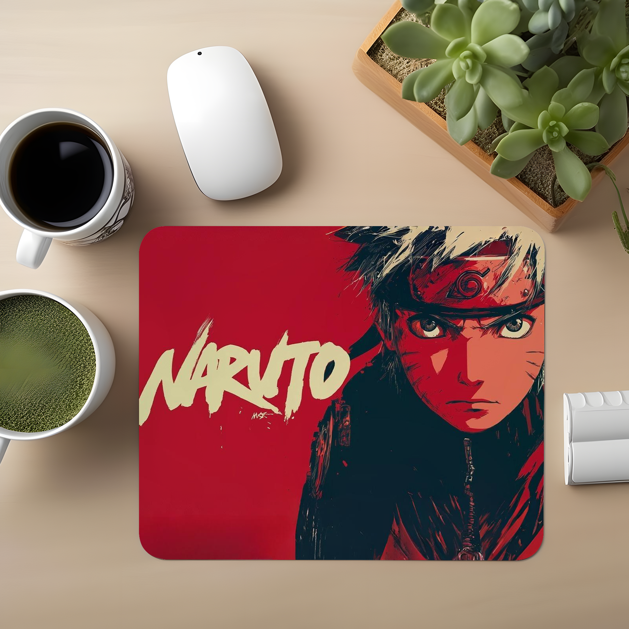 Crimson Leaf Warrior Premium Mouse Pad