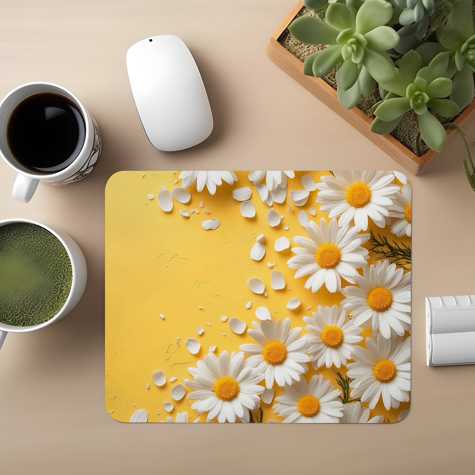 White Sunflower Premium Mouse Pad