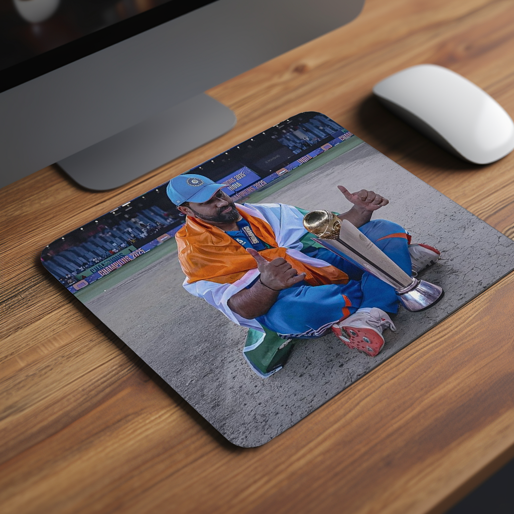 Rohit With T20 Trophy Premium Mouse Pad