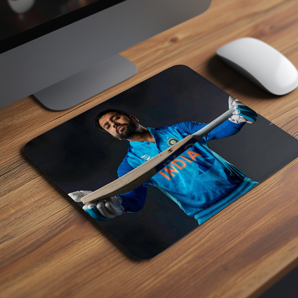 Rohit With Bat Premium Mouse Pad