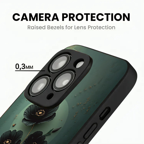 Black stylized flowers Girls Phone Cover